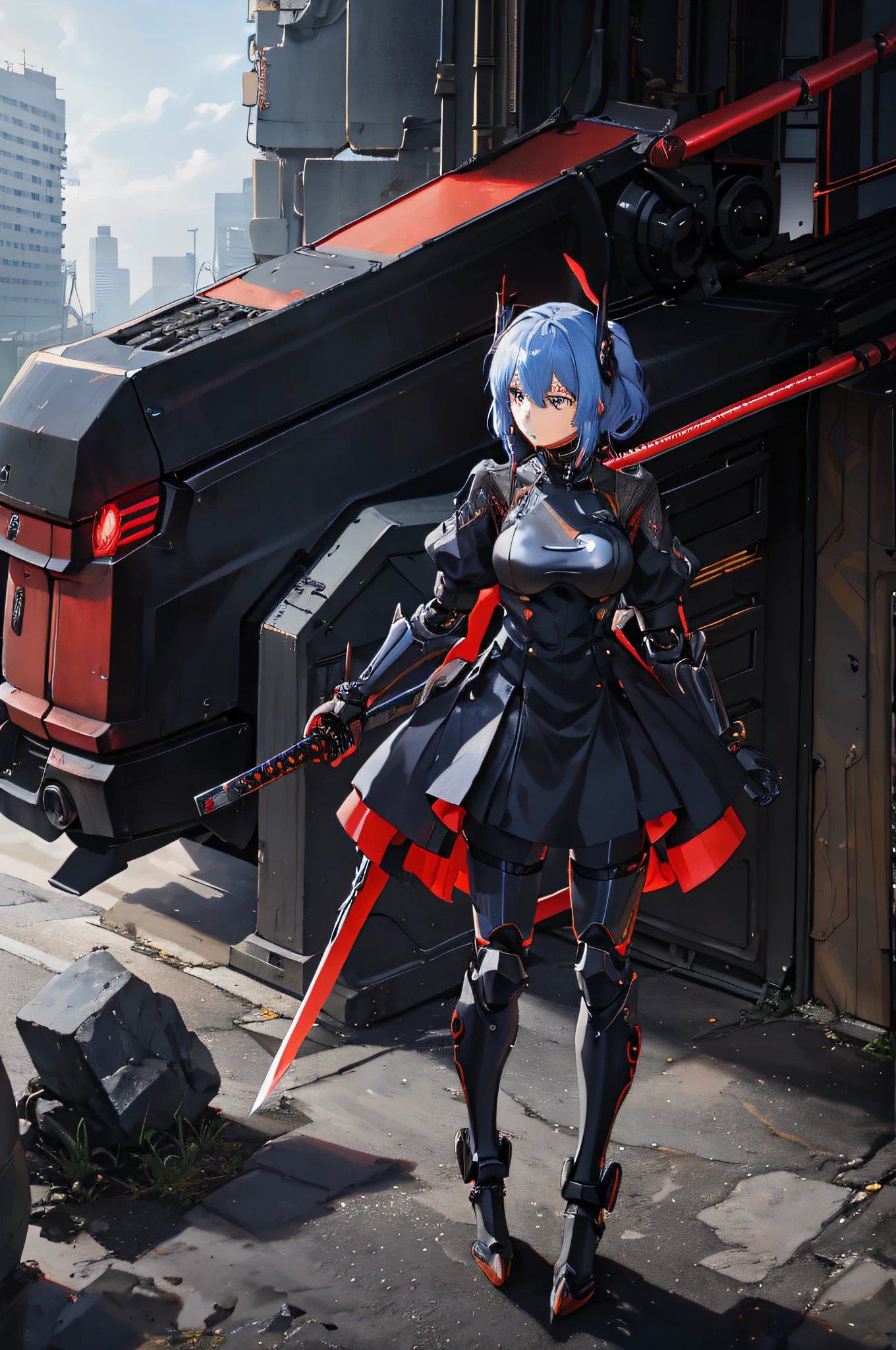 anime character with sword and armor standing in front of a building, cyberpunk anime girl mech, badass anime 8 k, best anime 4k konachan wallpaper, girl in mecha cyber armor, katana zero video game character, digital cyberpunk anime art, anime cyberpunk art, anime style 4 k, female cyberpunk anime girl, anime mecha aesthetic, cyberpunk anime girl