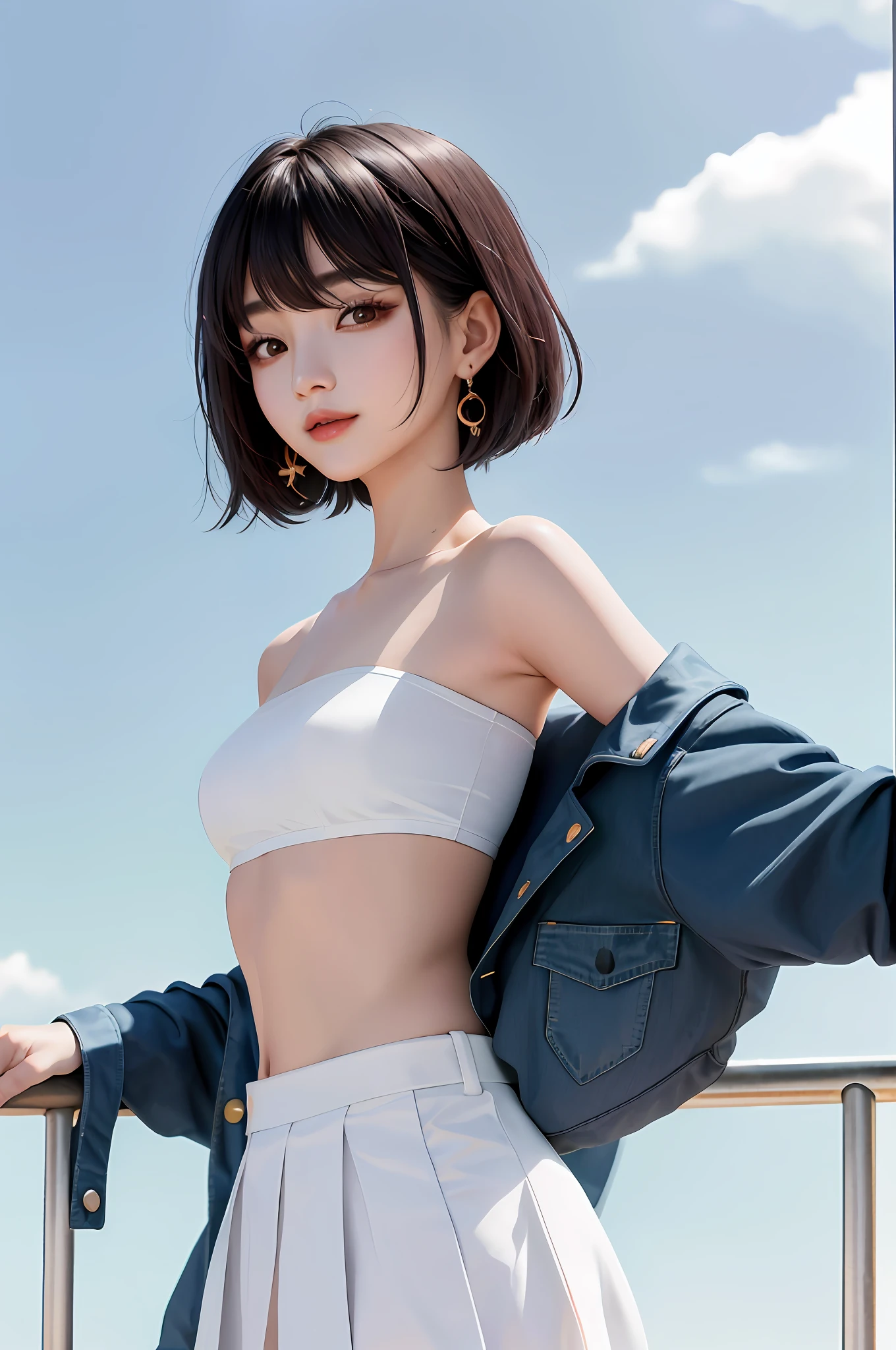 1 Korean Cute Girl, (21 year old Cute Korean Girl: 1.2), (Kpop Idol: 1.2), (Korean Beauties: 0.8), (Korean Mixed), (Big), Upper Body, Tube Top, Wine Red Fashion --auto --s2