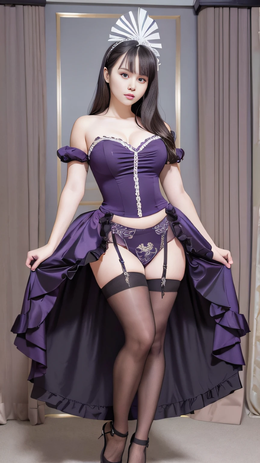 full body,Absurd,high resolution,super detailed,(1 girl:1.3),ballet pantyhose,dark purple stockings,(thighband),tutu,looming feet,classroom,slim,pretty dream girl,silky texture,real photos,detailed eyes,pretty eyes,smile,full body perspective,detailed face,big,real photos,realistic human body,8K,Detailed,large breasts,sexy,lovely,maid headdress,REALITY PHOTOS,(Highest picture quality:1.3),Crowd,Night,(thicc_1.1),hint at masturbation,blush,silly, white sneakers,