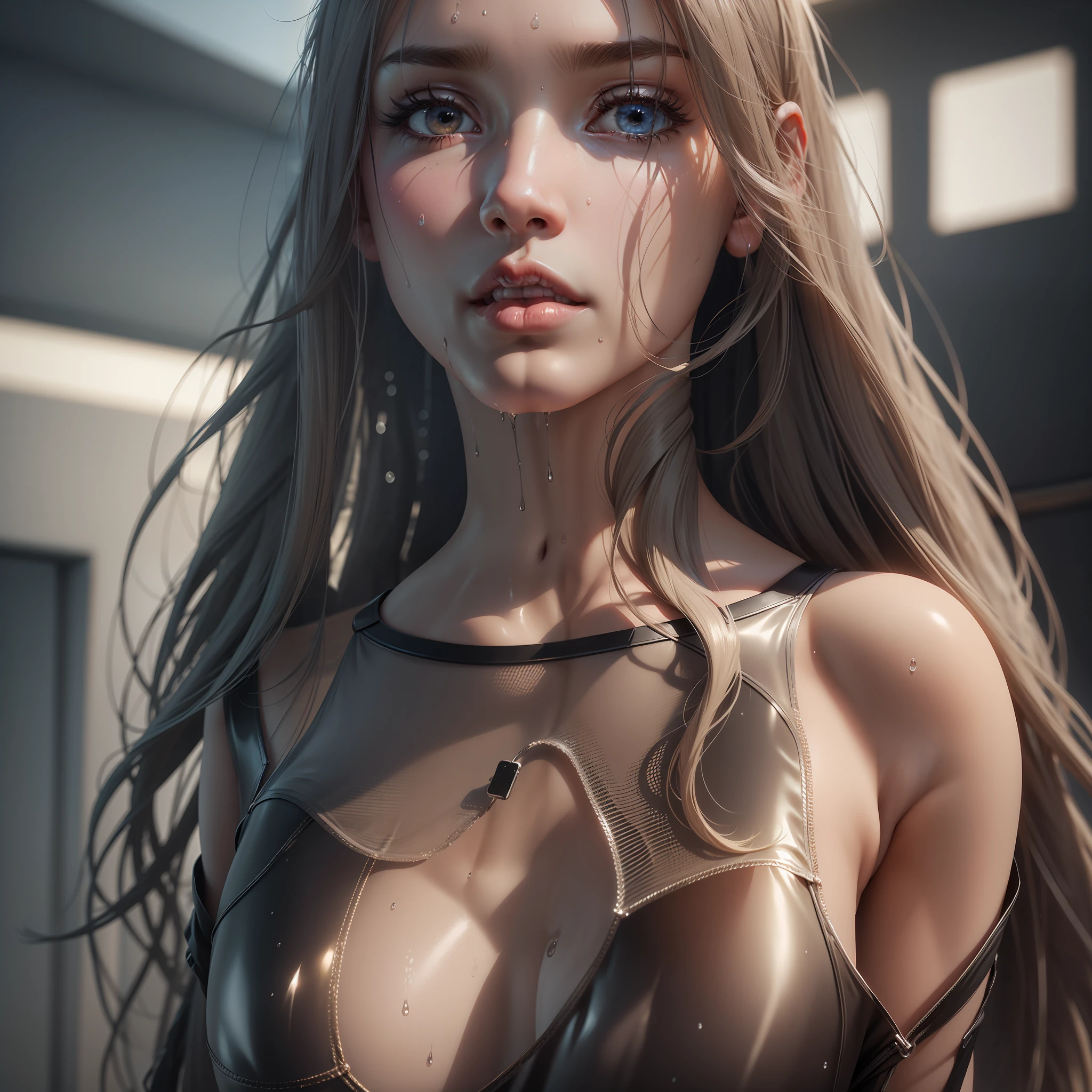 A Skinny Girl With Long Hair,Back Camera,Rear Camera,Wet Skin,Transparent Clothing,Big Ass,Small Breasts,Light Skin,Swimsuit,Swimsuit,Sexy,4K,3D,Unreal Engine 5,Detailed