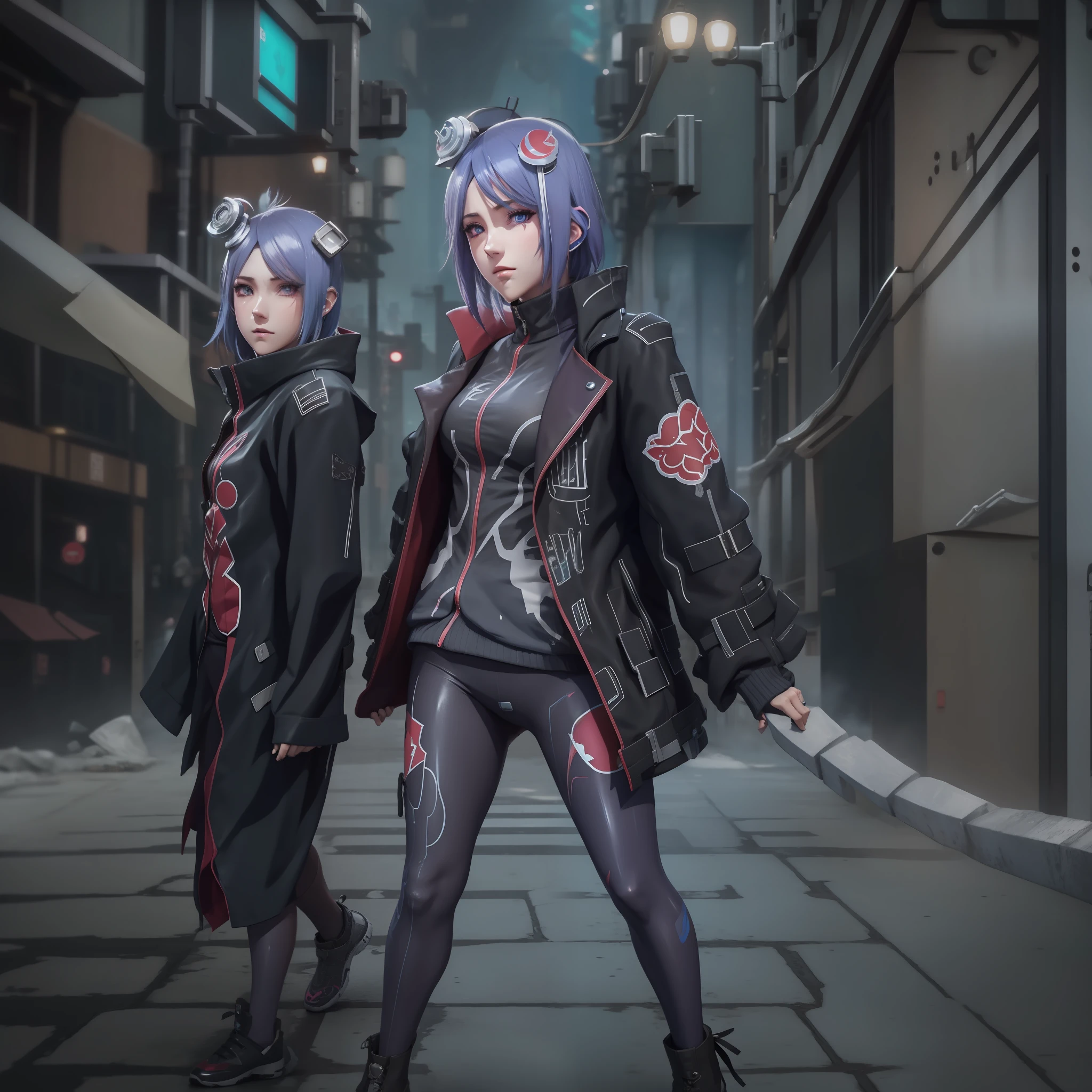 konan, tumblr, jacket, visual street, anime girl, kawaii, 8k, very detailed, cyberpunk