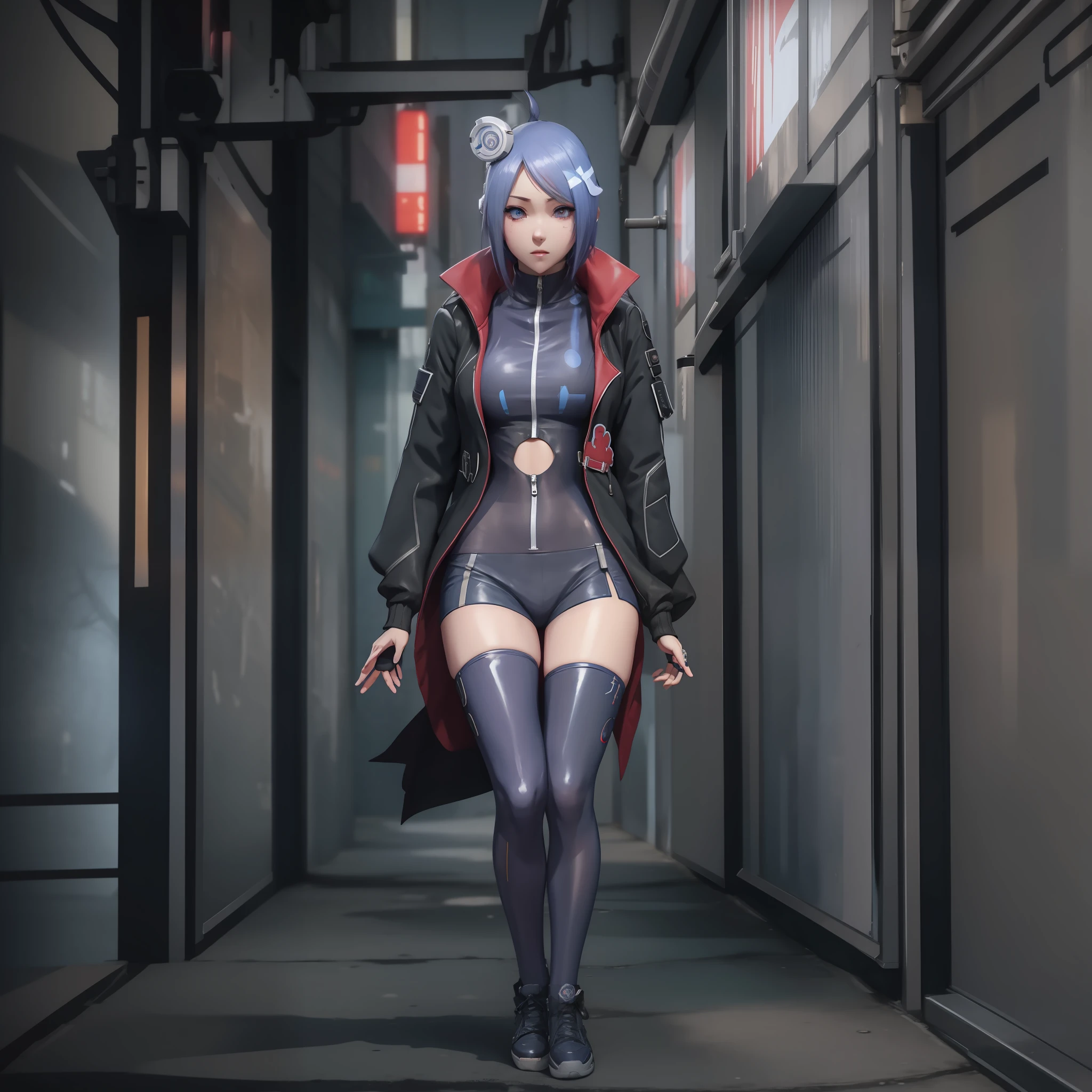 konan, tumblr, jacket, visual street, anime girl, kawaii, 8k, very detailed, cyberpunk