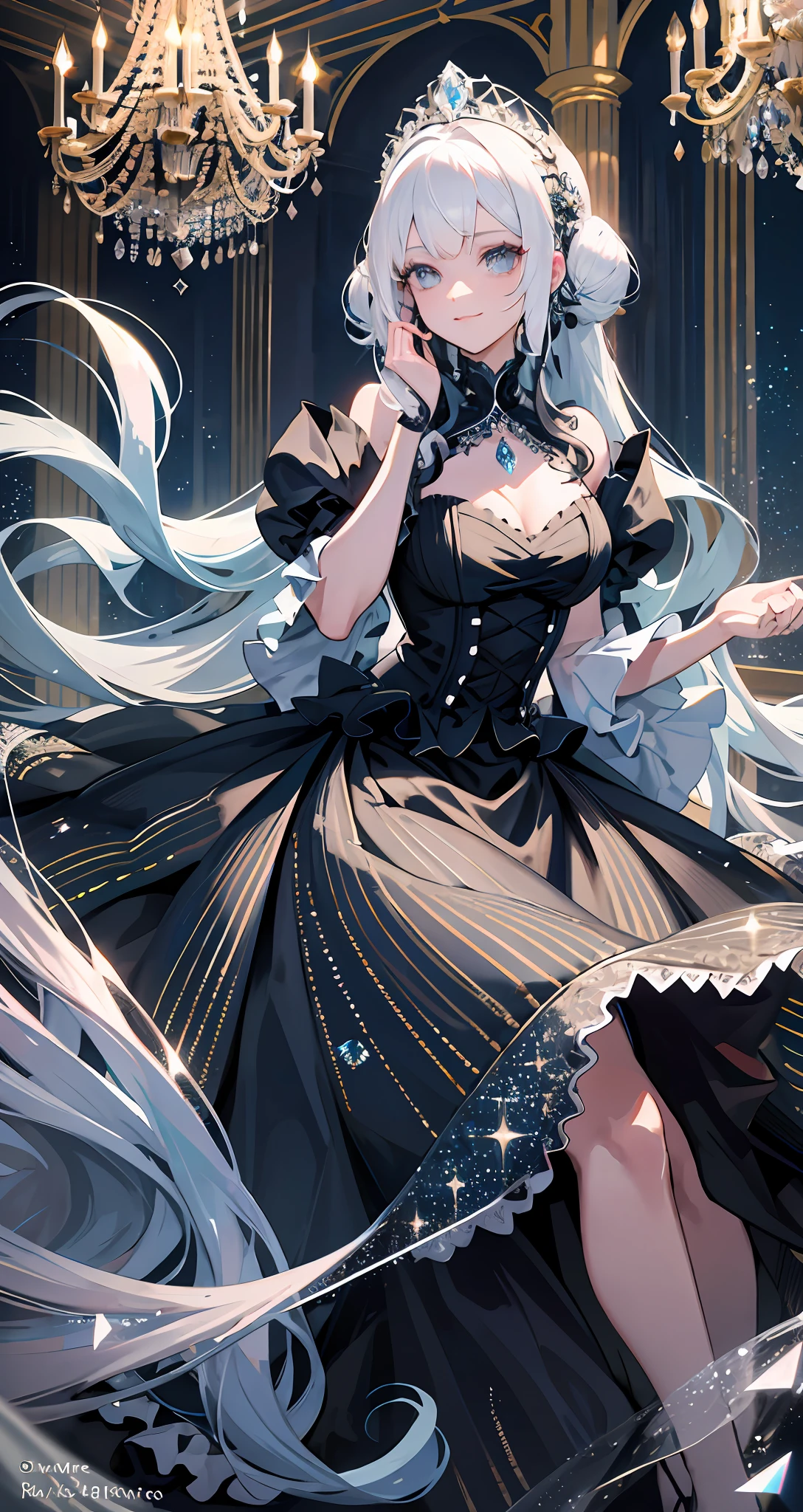 White hair, complex hairstyle, gorgeous decoration