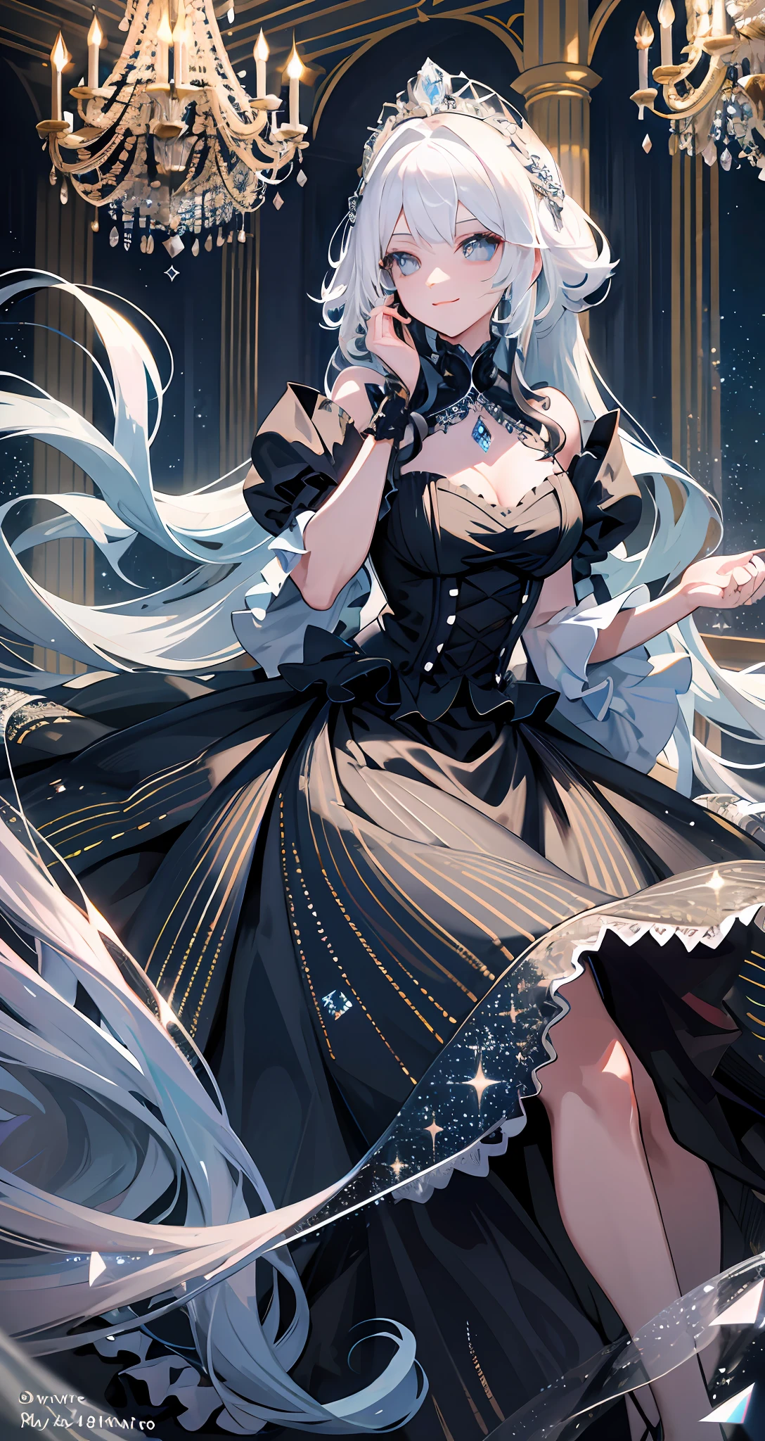 White hair, complex hairstyle, gorgeous decoration