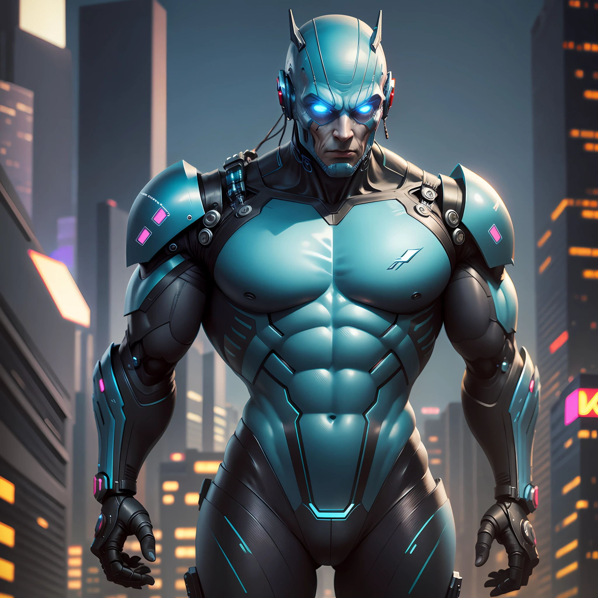 Muscular alien with ultra realistic cyberpunk robotic suit --auto --s2