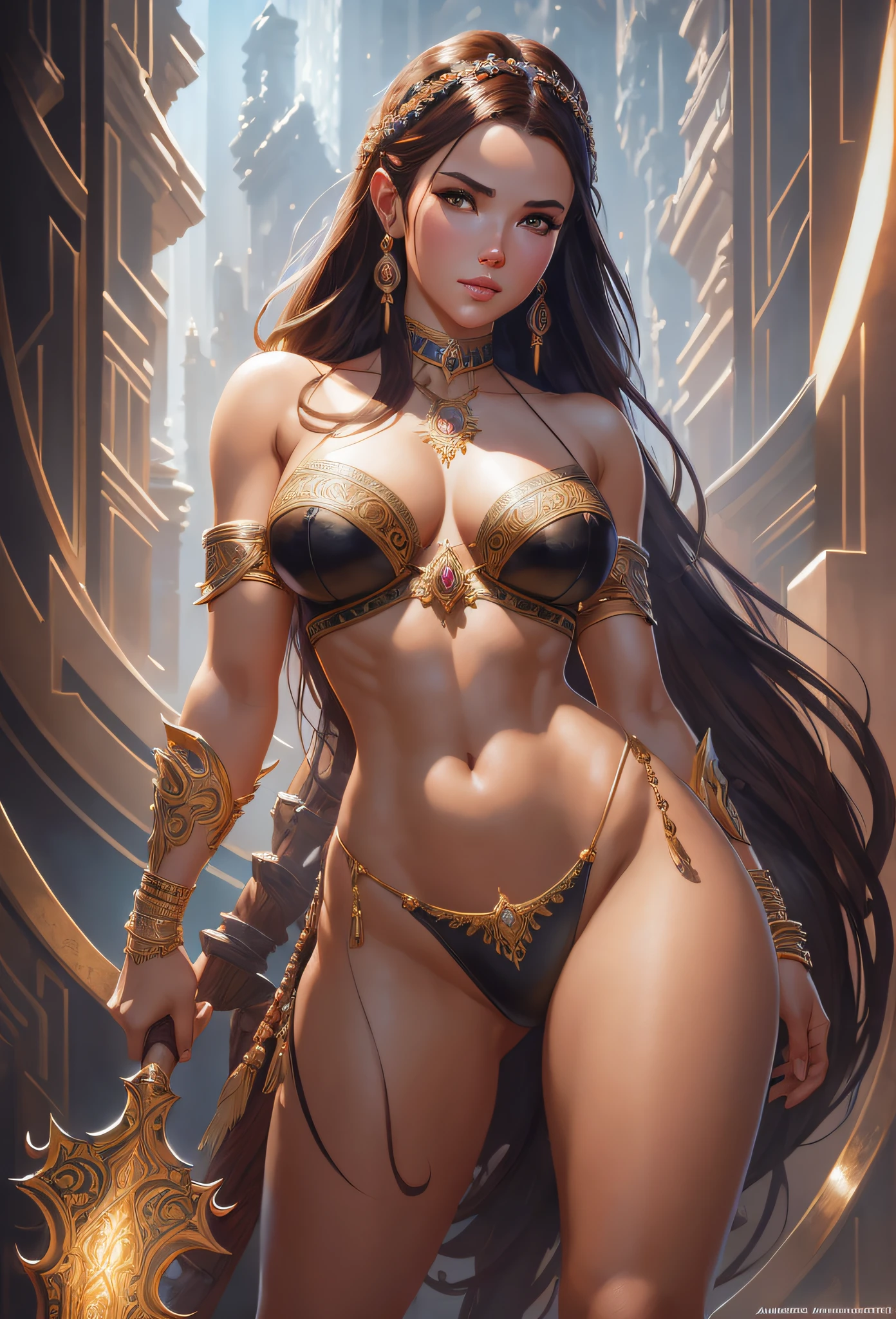 A masterpiece ultrarealistic ultra detailed full body portrait of a very beautiful Barbarian girl, massurrealism. medium shot, intricate, elegant, sexy, revealing, by stanley artgerm lau, wlop, rossdraws, james jean, andrei riabovitchev, marc simonetti, light by julie bell, ismail inceoglu, porcelain skin. global illumination.