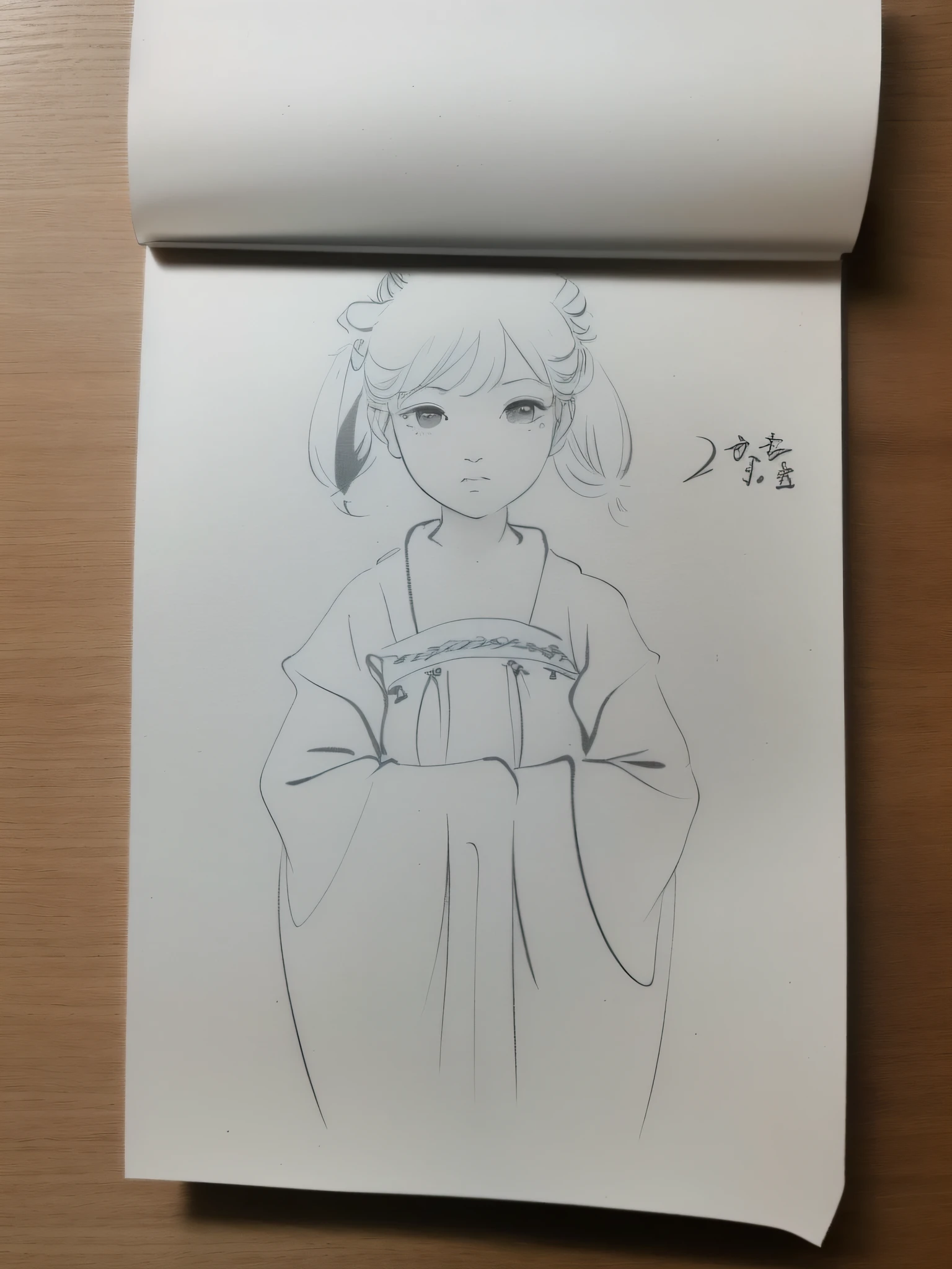 Little girl in a traditional Tang dynasty bun, beautiful looking little girl, cute looking little girl, little girl with good facial features, little girl in ancient Hanfu, black hair, water blue clothes, fair skin, little girl with hairpin on her head, hairpin water blue, inspired by Torii Kiyonaga, anime sketch, inspired by Rumiko Takahashi, inspired by Isoda Koryusai, pencil and ink manga drawing, character art, inspired by Tani Buncho, manga art, Kanka Uesaka, Yuki Ogura, ink manga painting