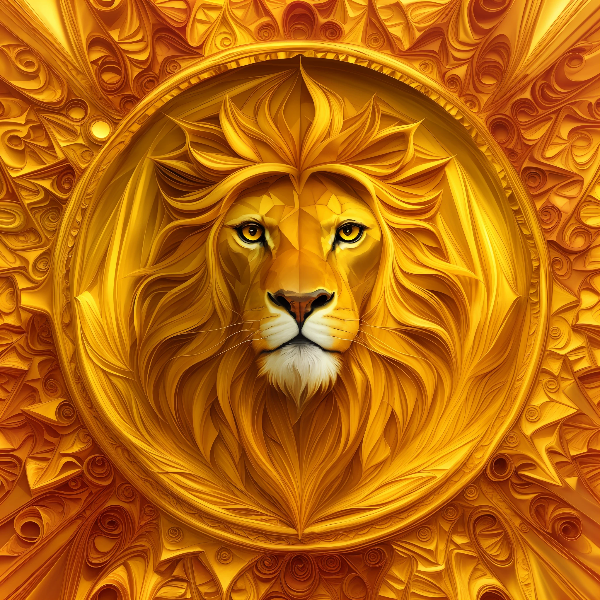 a yellow and golden brown lion