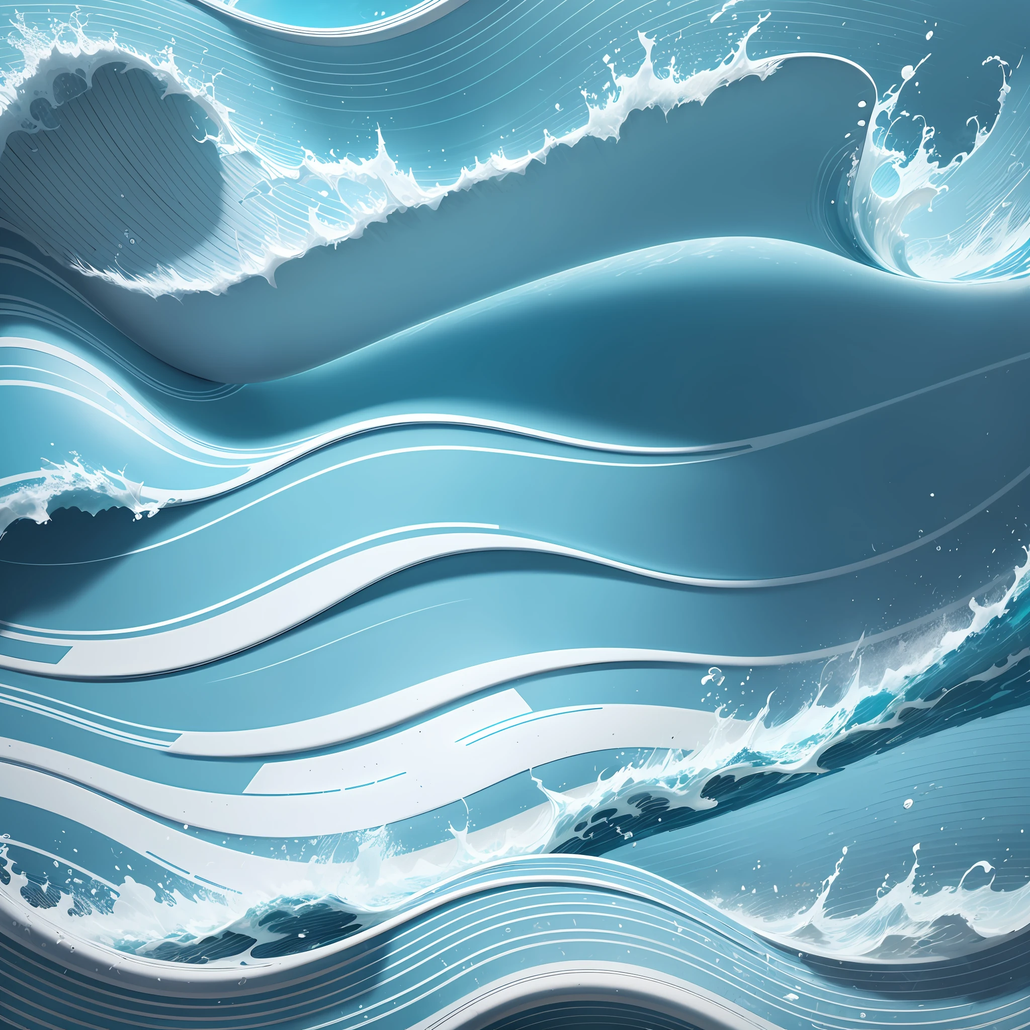 Full board, vector, cyan, white, water surface, waves, ripples, simplicity, blank background, button-free material, --auto --s2