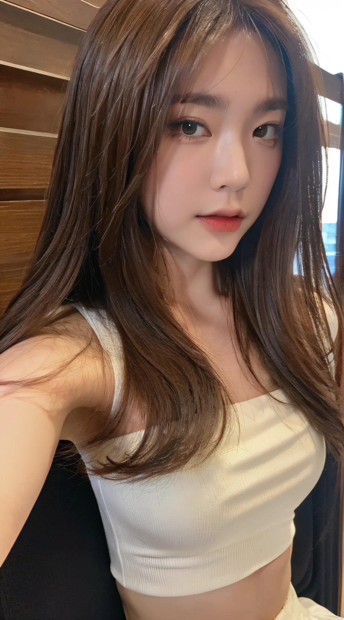 ((top quality, 8k, masterpiece: 1.3)), crisp focus: 1.2, beautiful woman with perfect style: 1.4, slender abs: 1.2, ((dark brown hair, big: 1.2)), street: 1.2, highly detailed face and skin texture, detailed eyes, double eyelids