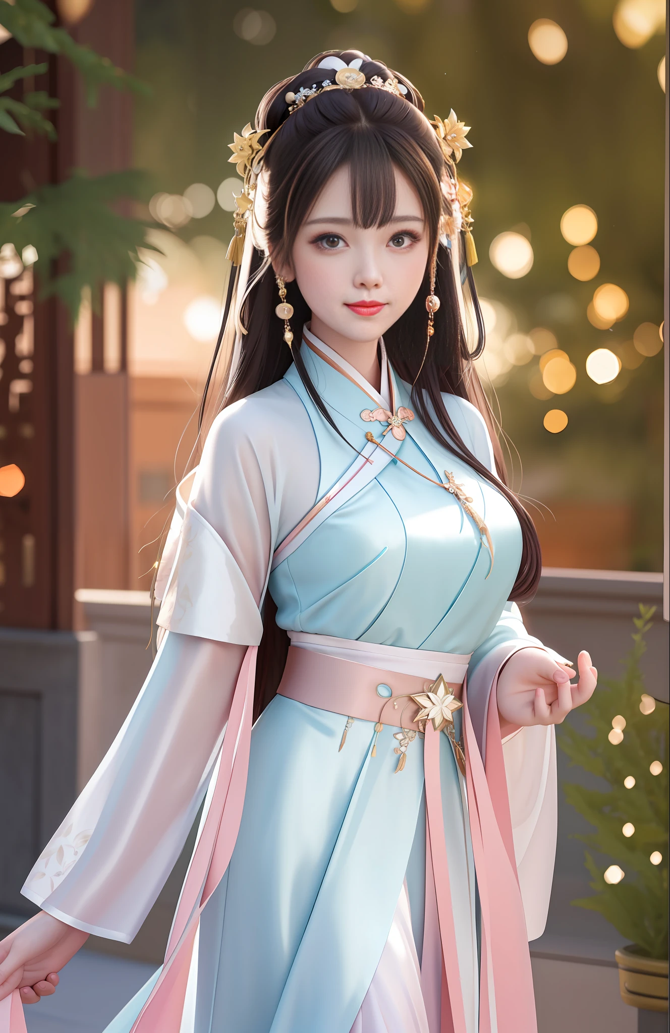 best quality, masterpiece, highres, 1girl,blush,(seductive smile:0.8),star-shaped pupils,china hanfu,hair ornament, Beautiful face,upon_body, tyndall effect,photorealistic, dark studio, rim lighting, two tone lighting,(high detailed skin:1.2), 8k uhd, dslr, soft lighting, high quality, volumetric lighting, candid, Photograph, high resolution, 4k, 8k, Bokeh,white dress