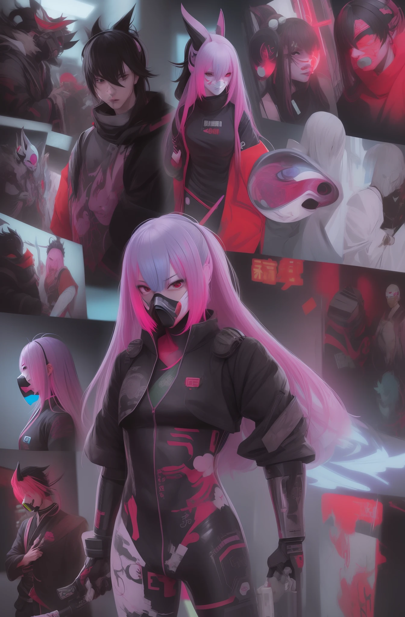 painting of a woman with a face painted with neon paint, cyberpunk art style, cyberpunk digital painting, inspired by Liam Wong, cyberpunk artstyle, cyberpunk themed art, by Liam Wong, inspired by Yanjun Cheng, cyberpunk face, cyberpunk horror style, cyberpunk illustration, digital cyberpunk anime art, cyberpunk style , hyperrealistic, in cyberpunk style, cyberpunk style color, cyberpunk geisha, painting of a woman with a gas mask and a hairdo, cyberpunk art style, cyberpunk artstyle, digital cyberpunk - anime art, cyberpunk themed art, digital cyberpunk anime art, cyberpunk horror style, cyberpunk vibes, anime cyberpunk art, cyberpunk style color, jen bartel, cyberpunk samurai, vibrant fan art, rossdraws | afrofuturism, cyberpunk anime art, arafed image of a man in a white jacket and a black tie holding a sword, character full body portrait, markiplier with a knife, as a character in tekken, with lightsaber sword, anime fencer, buster sword, full body character portrait, clear outfit design, anime character with a demon mask and a demon face, onmyoji detailed art, onmyoji portrait, onmyoji, with kitsune mask, villain wearing a red oni mask, akali, inspired by Tōshūsai Sharaku, kitsune mask, kitsune mask on head, samurai with demon mask, inspired by Josetsu, amaterasu