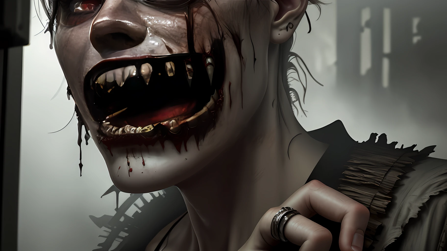 (Best quality, masterpiece), haunting, ultra-realistic details, rotten fingers, rotten skin, atmosphere of terror, dark environment, phone ringing, threatening atmosphere, intense fear.