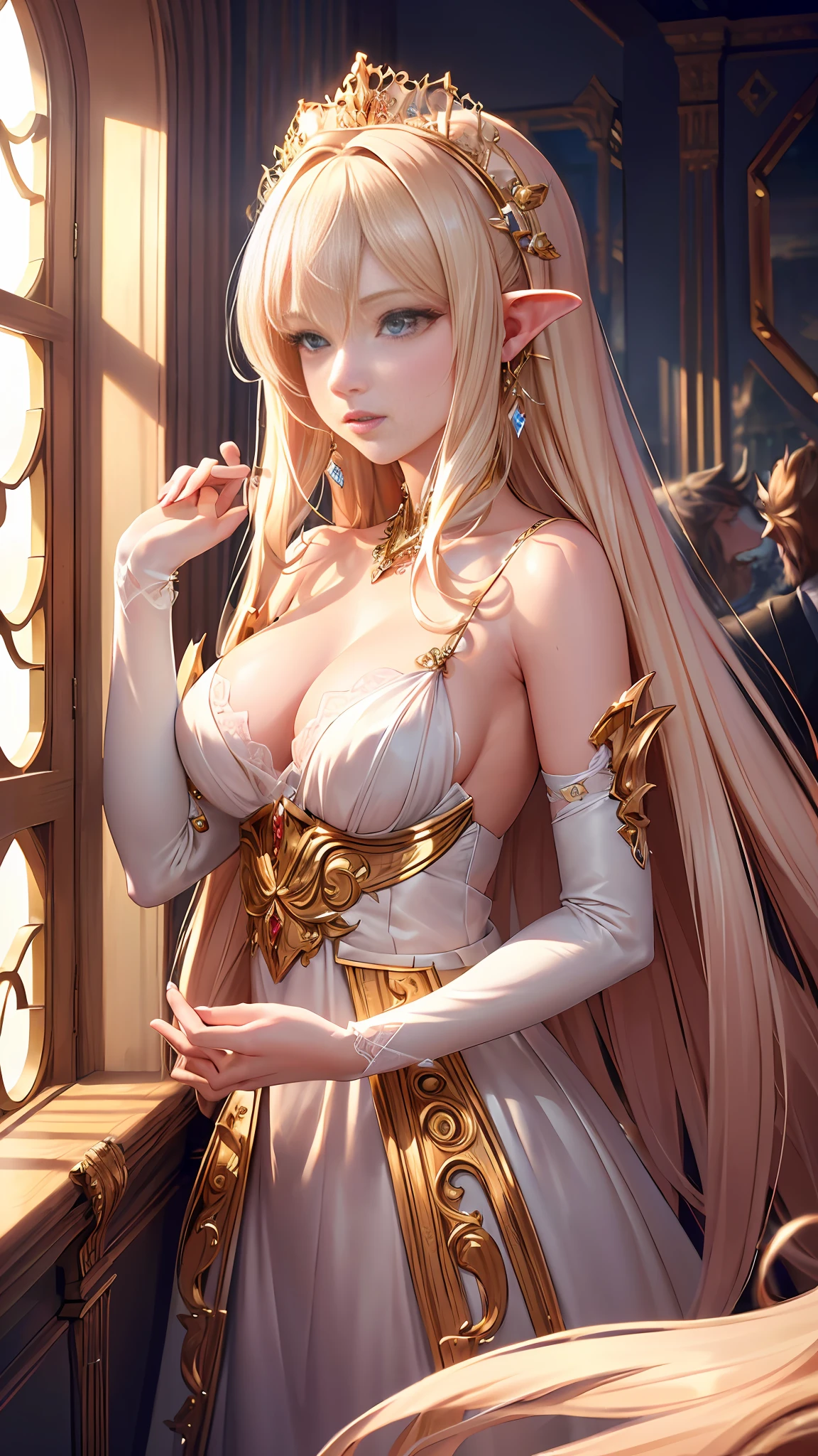 Highly detailed CG 8K wallpaper), (Very delicate and beautiful), (Best Quality: 1.0), (Ultra High Definition: 1.0), (Very delicate hair) Beautiful lighting, perfect lighting, realistic shadows, [High Definition], Detailed skins, being attacked by beasts, (Multiple Goblins), (Beautiful Girl), (Captivity)