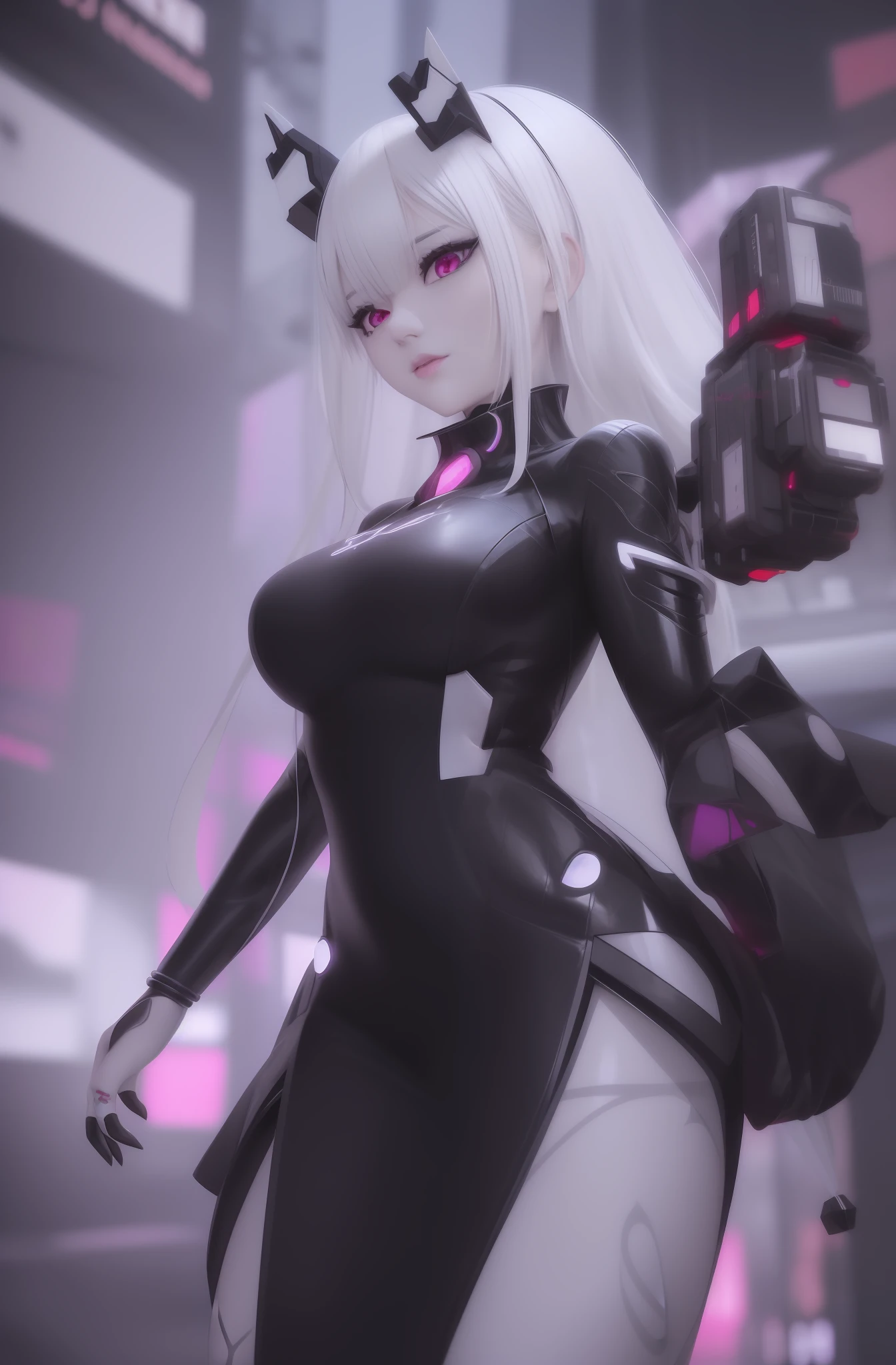 arafed woman in a black and white outfit and a colorful dress, 3 d render character art 8 k, 2. 5 d cgi anime fantasy artwork, digital cyberpunk anime art, female cyberpunk anime girl, rossdraws digital painting, anime style 4 k, digital anime art, advanced digital anime art, extremely detailed artgerm, wlop rossdraws