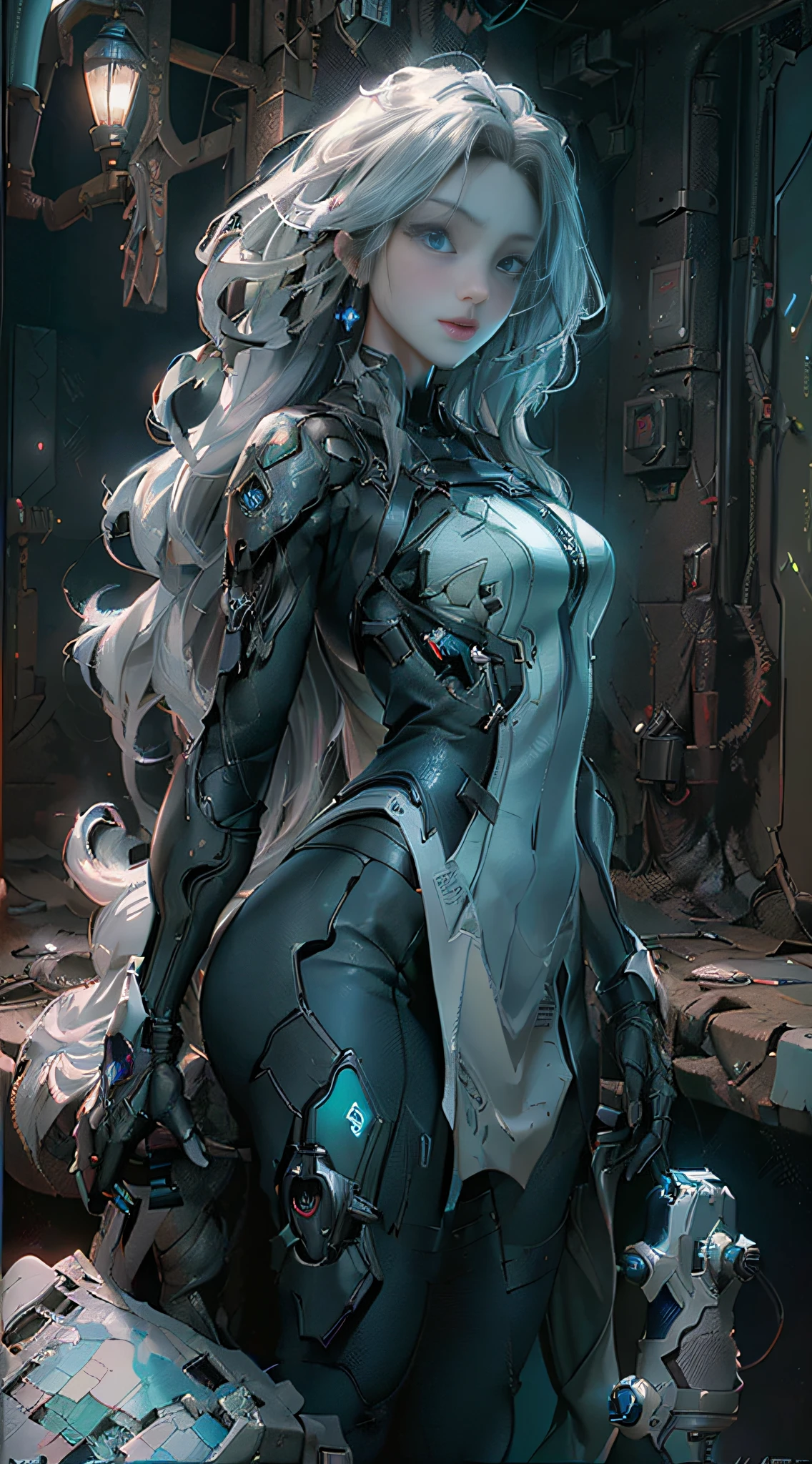 (Best Quality), ((Masterpiece), (Detail: 1.4), 3D, A Beautiful Cyberpunk Female Figure, Blue Eyes, HDR (High Dynamic Range), Ray Tracing, NVIDIA RTX, Super-Resolution, Unreal 5, Subsurface Scattering, PBR Textures, Post Processing, Anisotropic Filtering, Depth of Field, Maximum Sharpness and Clarity, Multi-layer Textures, Albedo and Highlight Maps, Surface Shading, Accurate simulation of light-material interactions, perfect proportions, Octane Render, two-color light, large aperture, low ISO, white balance, rule of thirds, 8K RAW,