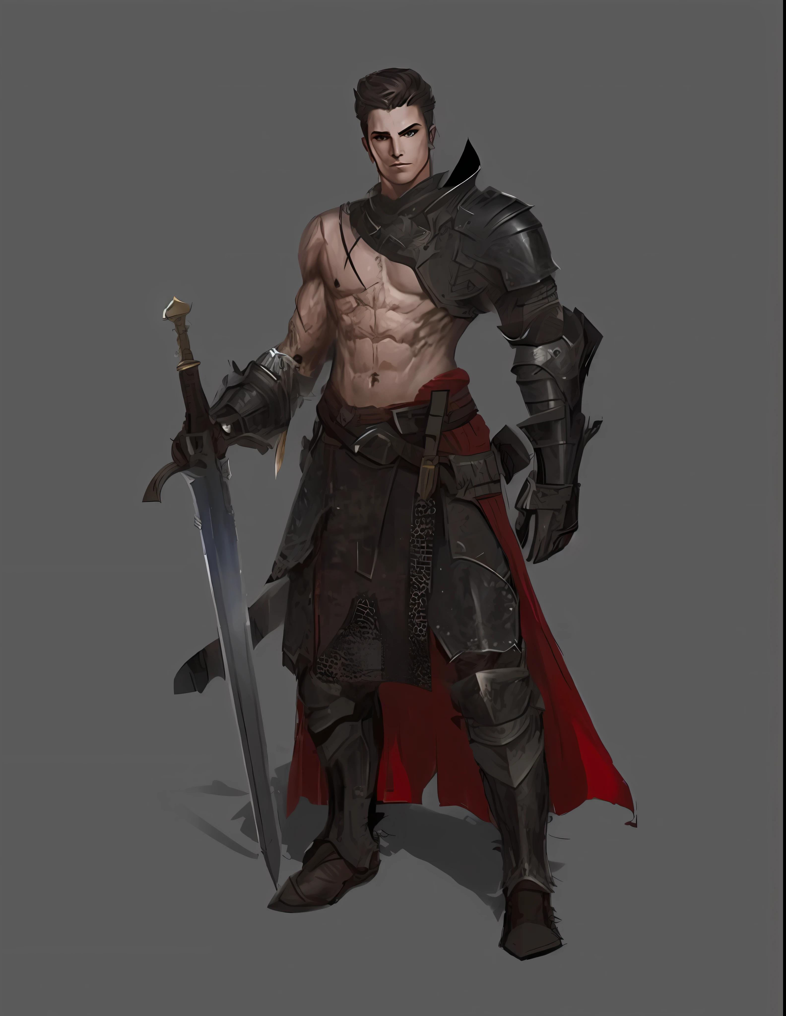 a man in armor holding a sword and a sword, a human male paladin, male warrior, heroic fantasy character concept, picture of an adult male warrior, complex fantasy character, male paladin, strong fantasy knight, dark fantasy character design, concept art of a warrior, rpg concept art character, fantasy character, warrior dnd character, digital fantasy character, fantasy character concept