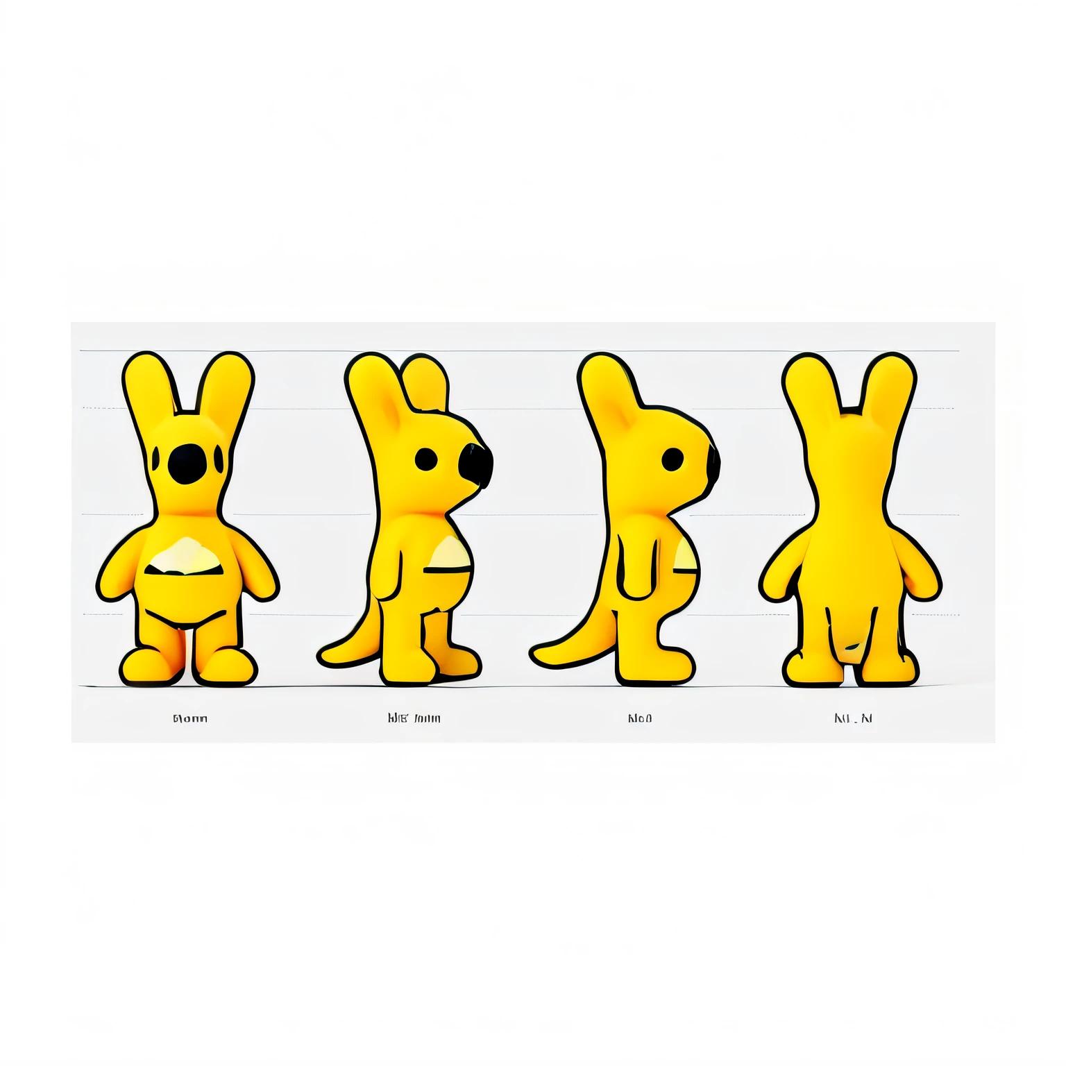 (Aardman Character Design: 1.2, Cartoon Style: 1.1, KAWS: 1.2, Mi-Feng: 1.2, rabbit_character Bunny: 1.2, VinylDesign Toy Design: 1.2, AcrylicDesign Vinyl Design Toys: 1.3, Closeup Closeup: 1.2, ShinyYellow Gloss Yellow: 1.1, yellowtext yellow caliber font: 1.2)