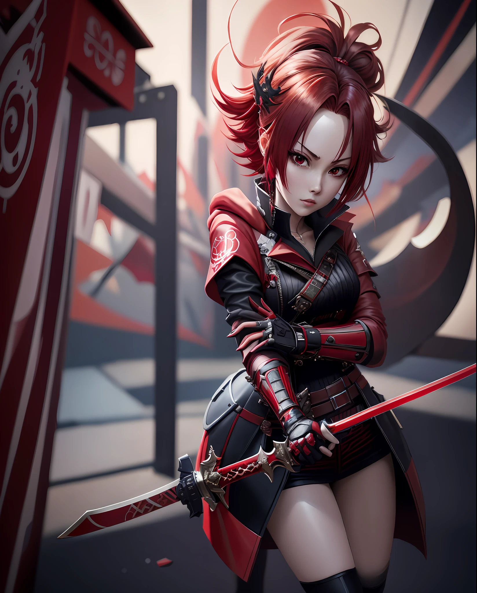 a woman in a red and black outfit holding a sword, best anime 4k konachan wallpaper, anime style 4 k, ayaka genshin impact, ayaka game genshin impact, badass anime 8 k, keqing from genshin impact, anime style. 8k, anime art wallpaper 4 k, anime art wallpaper 4k, from arknights