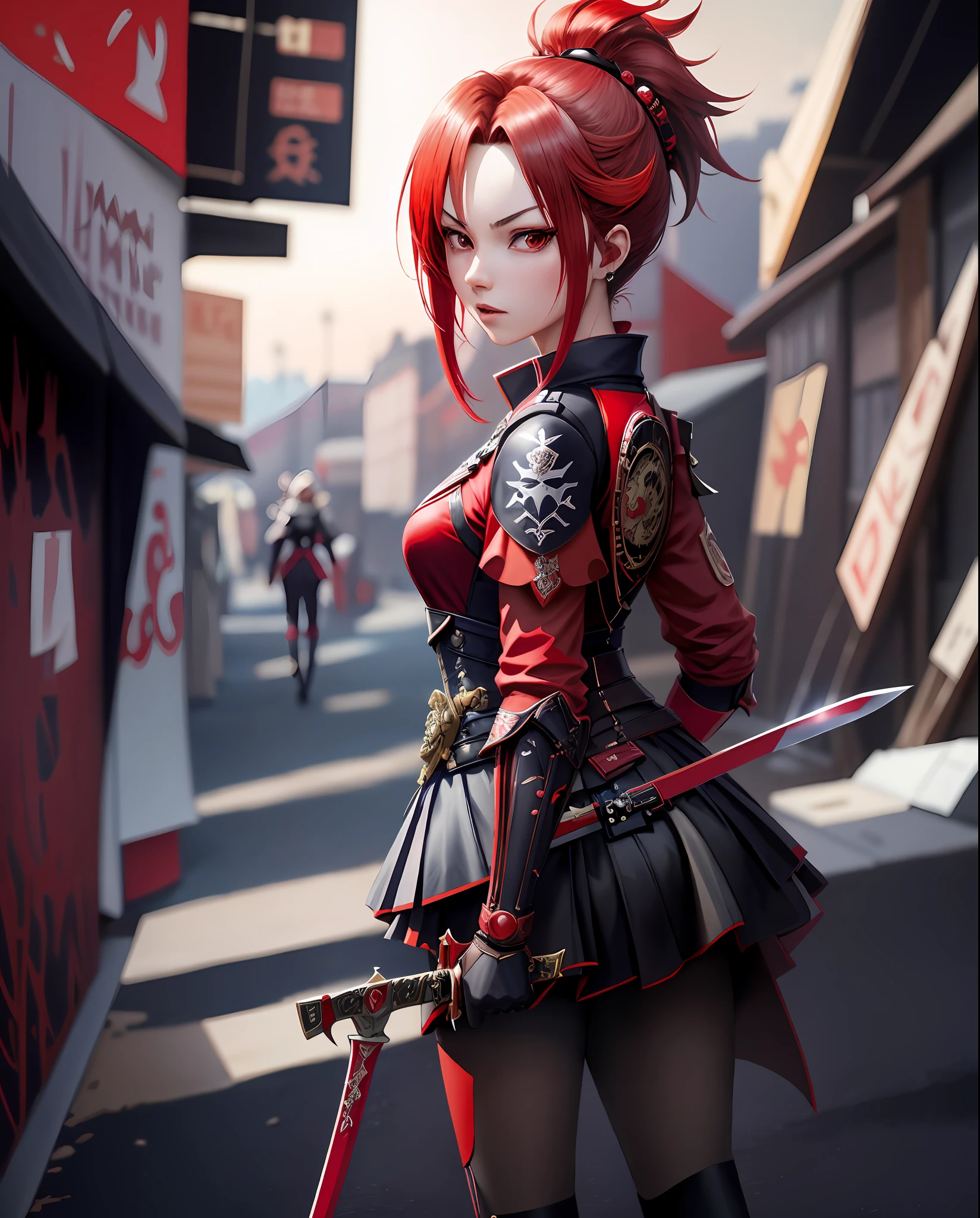 a woman in a red and black outfit holding a sword, best anime 4k konachan wallpaper, anime style 4 k, ayaka genshin impact, ayaka game genshin impact, badass anime 8 k, keqing from genshin impact, anime style. 8k, anime art wallpaper 4 k, anime art wallpaper 4k, from arknights