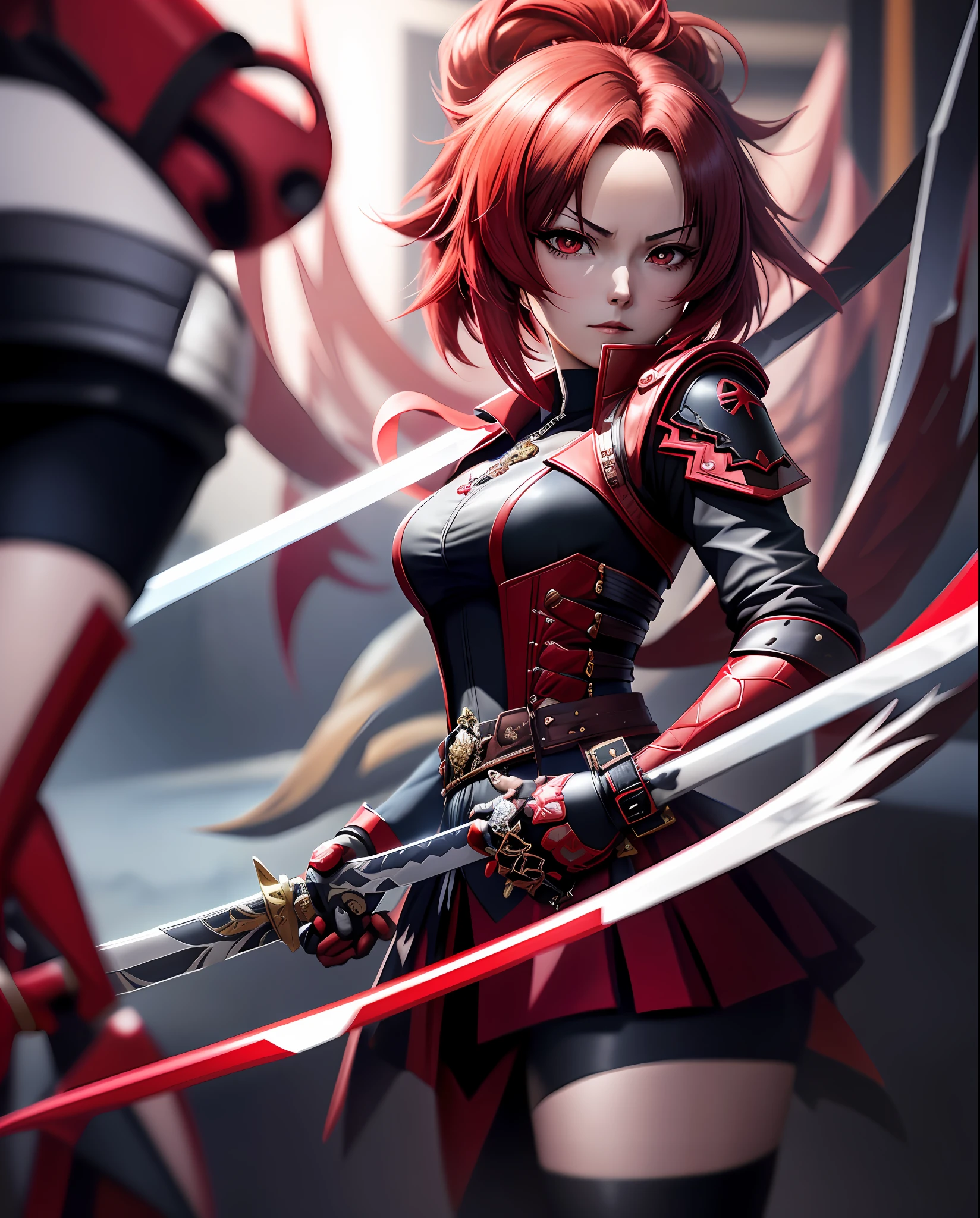 a woman in a red and black outfit holding a sword, best anime 4k konachan wallpaper, anime style 4 k, ayaka genshin impact, ayaka game genshin impact, badass anime 8 k, keqing from genshin impact, anime style. 8k, anime art wallpaper 4 k, anime art wallpaper 4k, from arknights