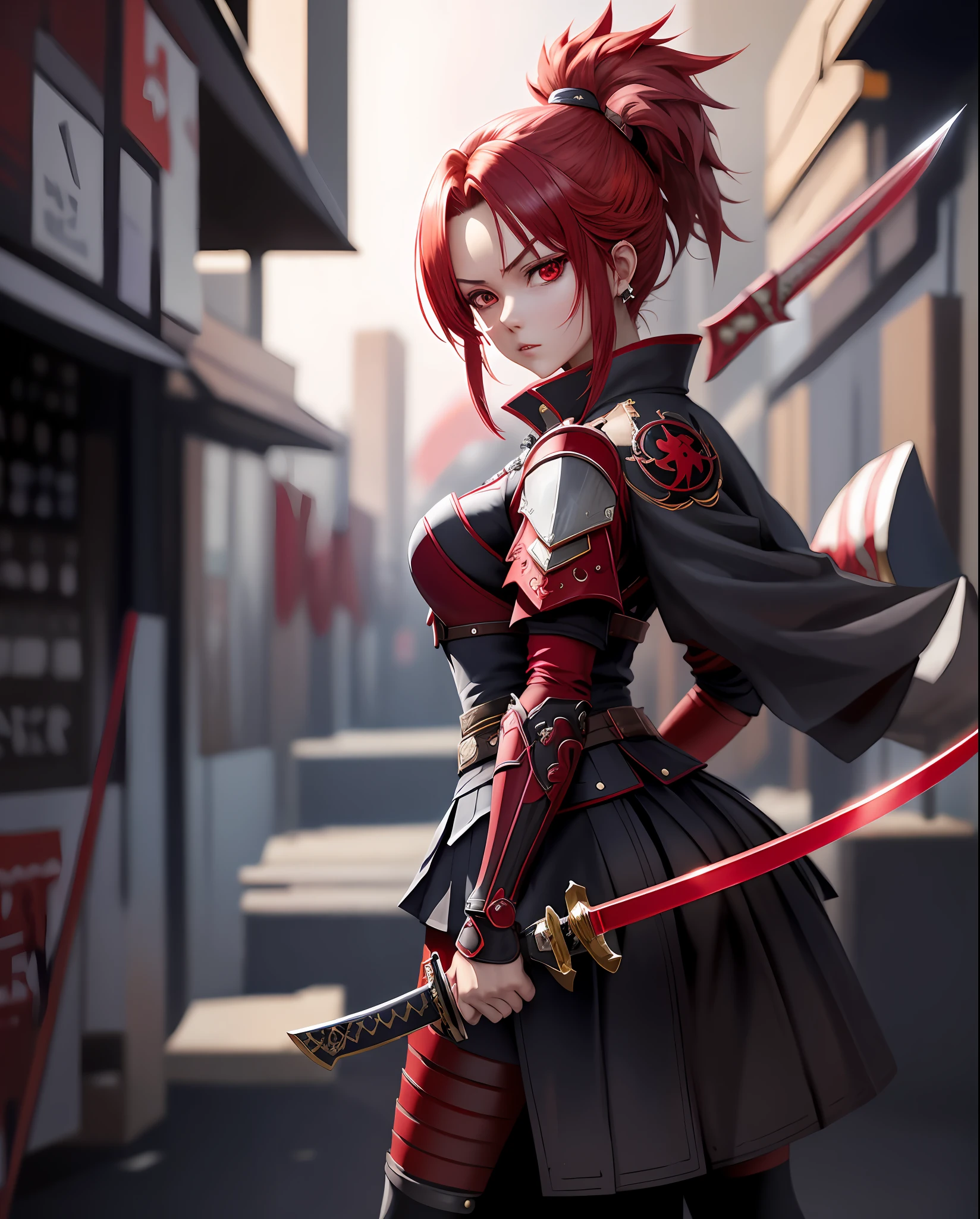 a woman in a red and black outfit holding a sword, best anime 4k konachan wallpaper, anime style 4 k, ayaka genshin impact, ayaka game genshin impact, badass anime 8 k, keqing from genshin impact, anime style. 8k, anime art wallpaper 4 k, anime art wallpaper 4k, from arknights