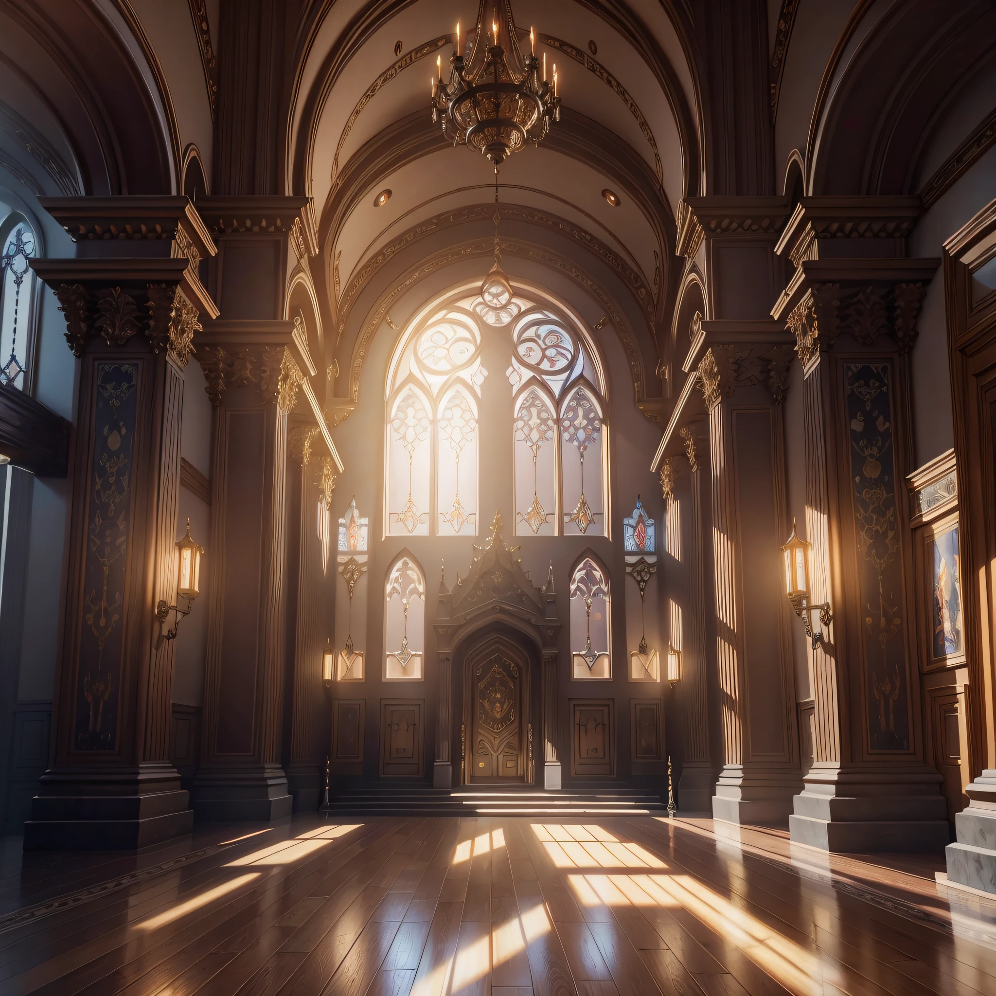 Hyperrealism Oil Painting Castle Hall Highly Detailed Volumetric Lighting Intricate Detailed Environment 8K Digital Art Unreal Engine 5 Mythical Elegant Oil Painting by Anne Stokes and Noriyoshi Ohrai