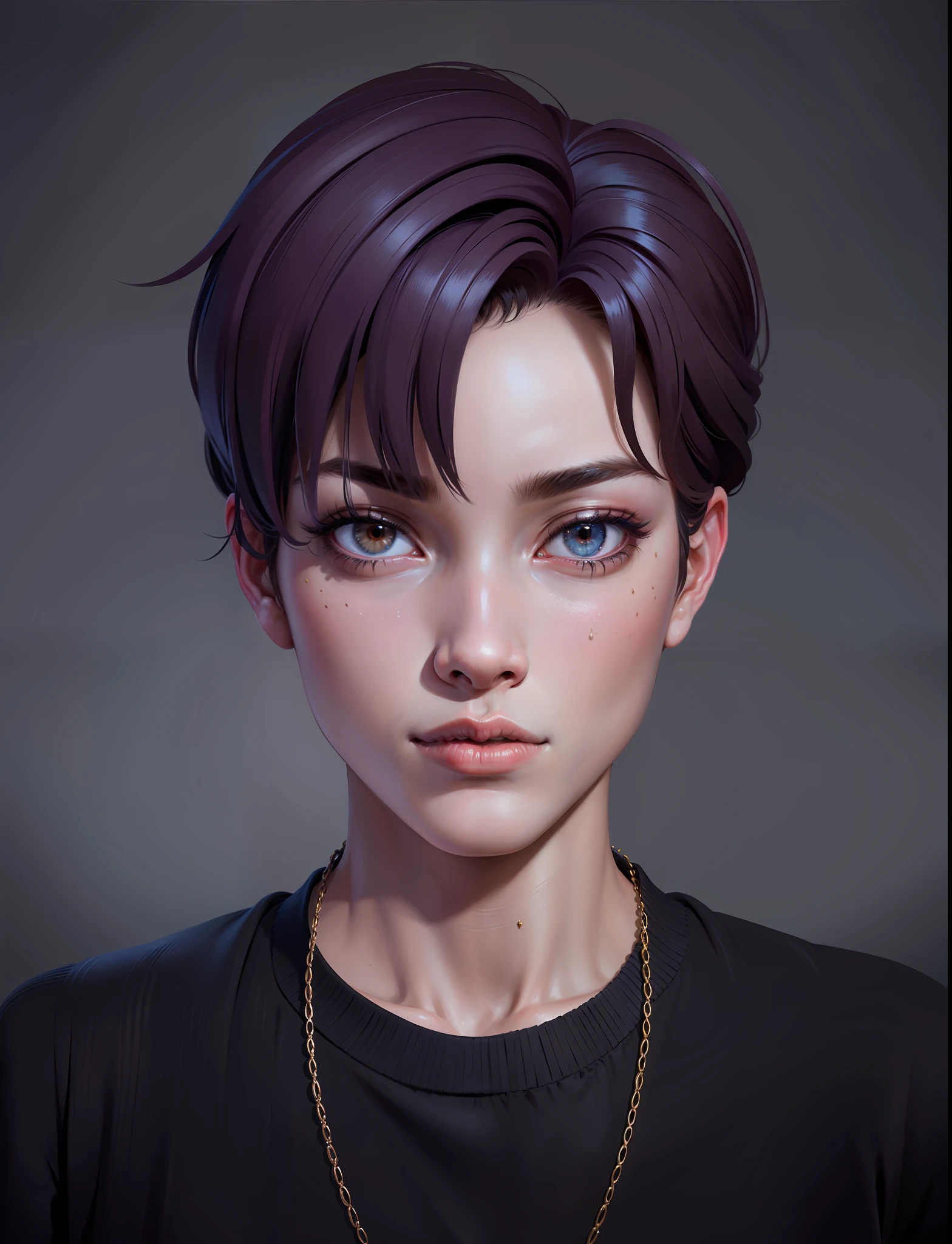 (High resolution, super detailed, masterpiece), 1boy, beautiful boy, handsome beauty, delicate facial features, eighteen years old, fine eye and face portrayal, rich details, upper body, portrait, 8k,a close up of a person with a necklace on a gray background, with very highly detailed face, inspired by Sim Sa-jeong, inspired by jeonseok lee, detailed realistic face, single realistic face, realistic detailed face, realistic | detailed face, highly detailed realistic face, detailed and realistic face, realistic and detailed face, real detailed face, realism artstyle
