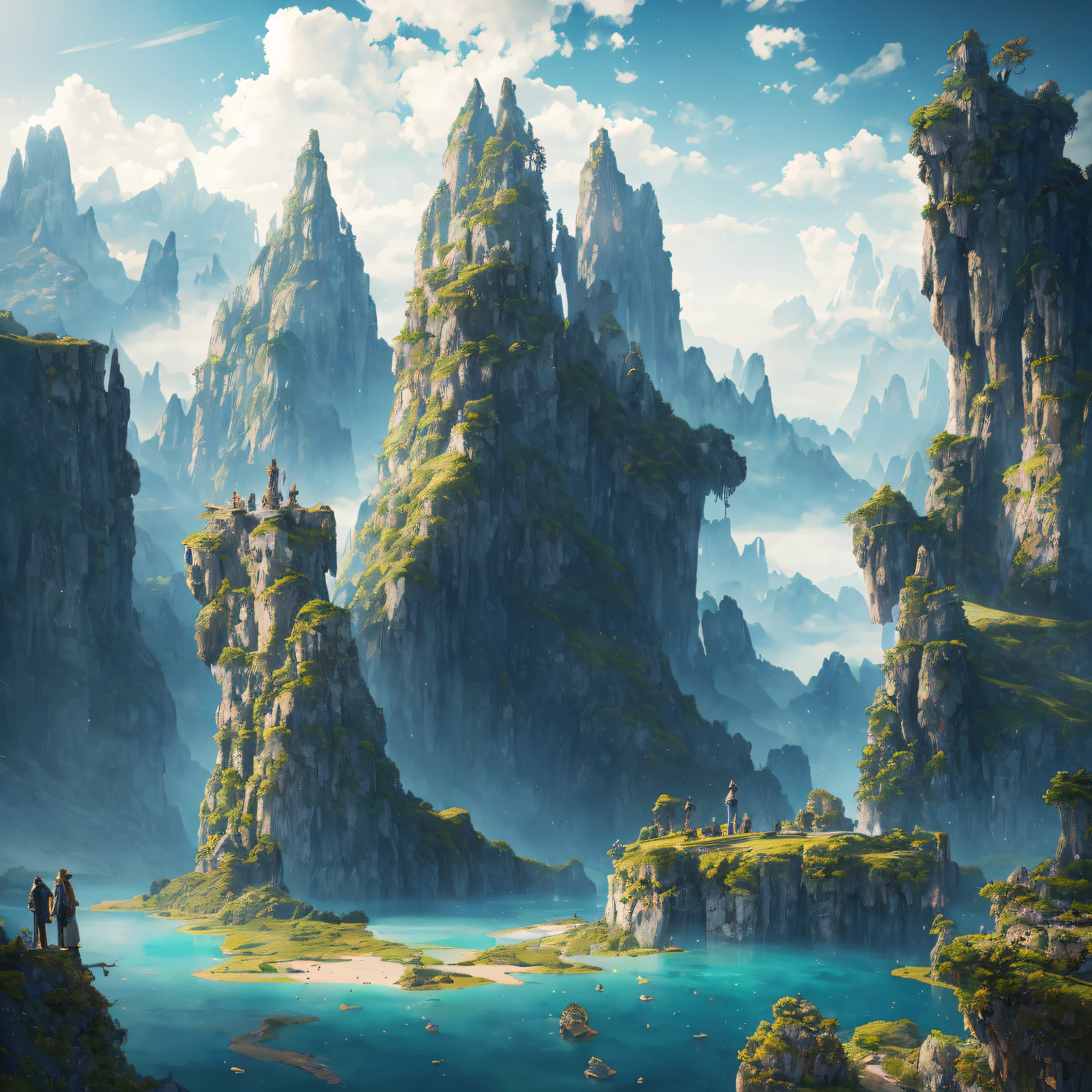 Masterpiece, best quality, high quality, extremely detailed CG unity 8k wallpaper, landscape, outdoor, sky, cloud, sky, no humans, mountain, landscape, water, tree, blue sky, waterfall, cliff, nature, lake, river , cloudy skies, award winning photography, bokeh, depth of field, HDR, bloom, chromatic aberration, photorealism, very detailed, trending on artstation, trending on CGsociety, intricate, high detail, dramatic, midjourney art
