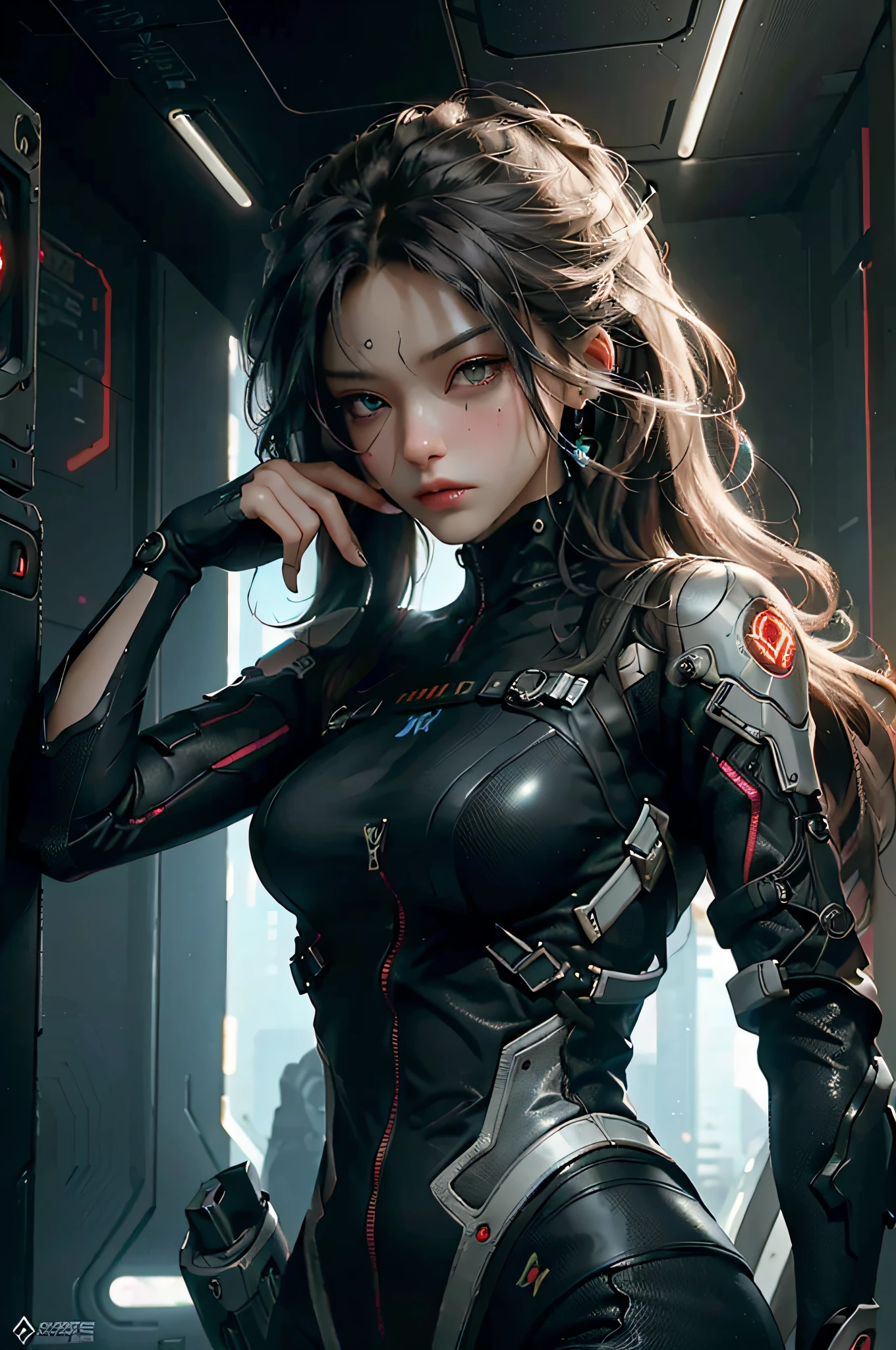 Guvez style cyber-future city, high-quality CG, multiple characters, complex scenes, full of competitive atmosphere, emphasizing futurism and technology, full of color, rich details, tough lines, and desperate expressions of characters