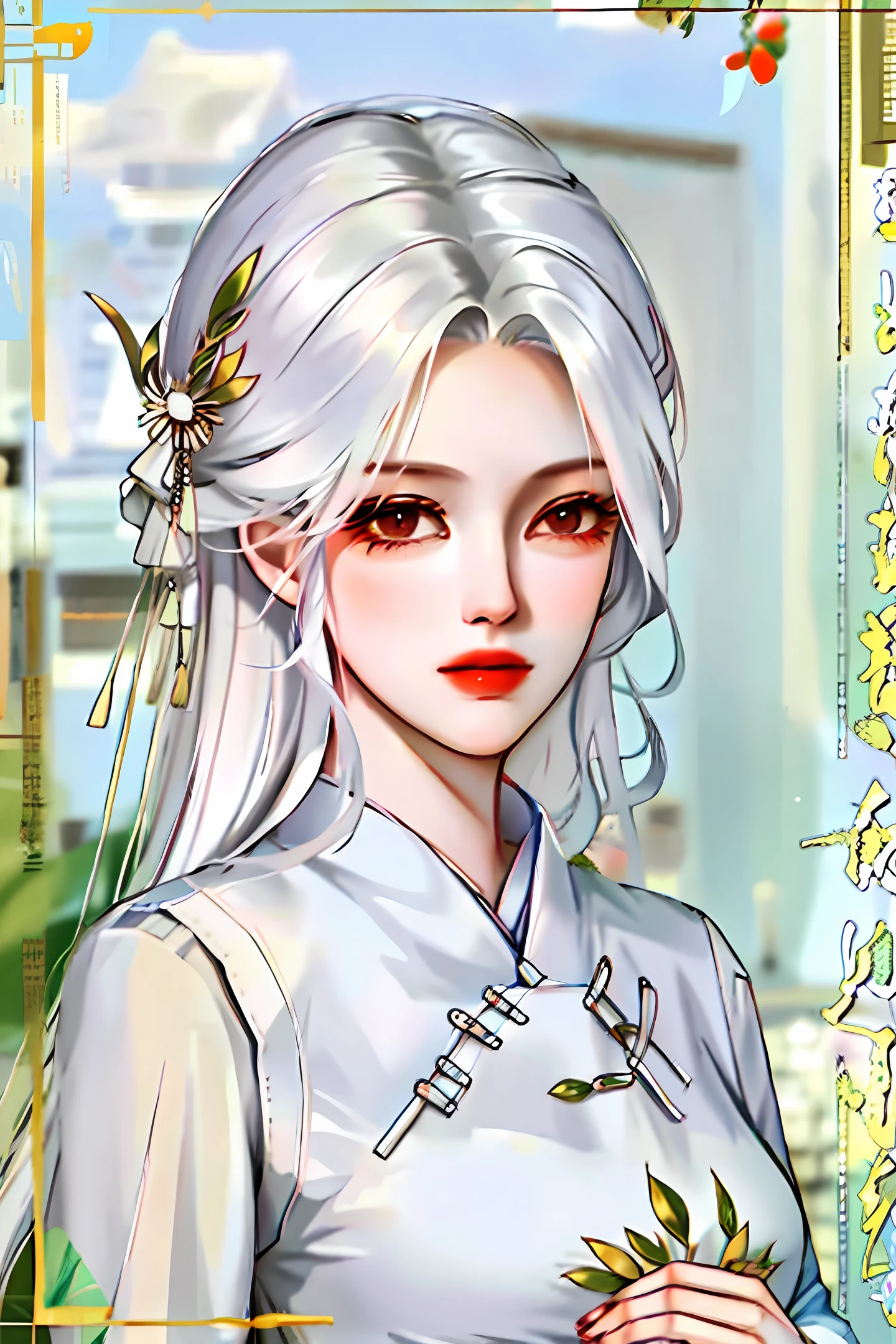 Lori, white silk, antique cheongsam