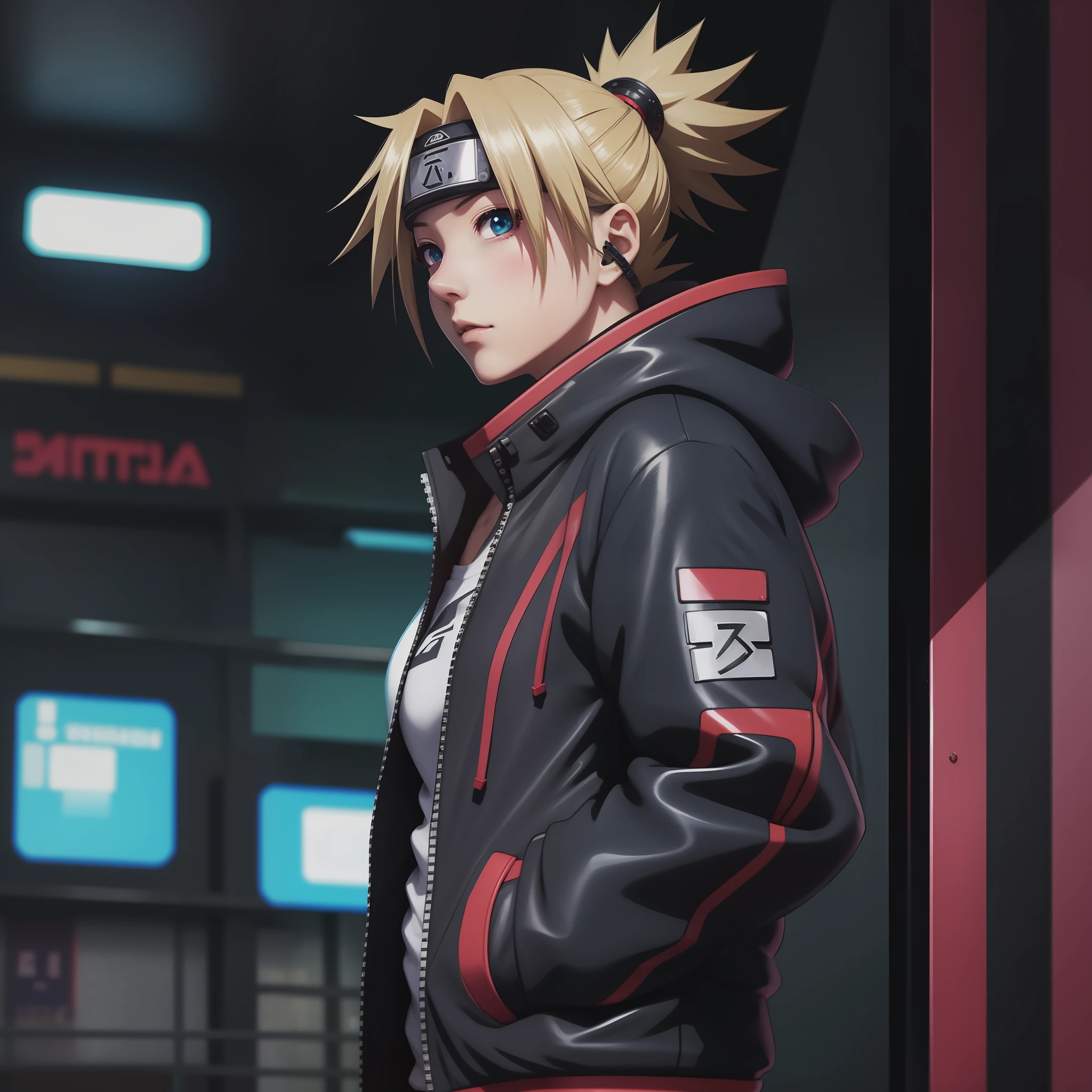 temari, tumblr, jacket, visual street, anime girl, kawaii, photo, 8k, very detailed, cyberpunk