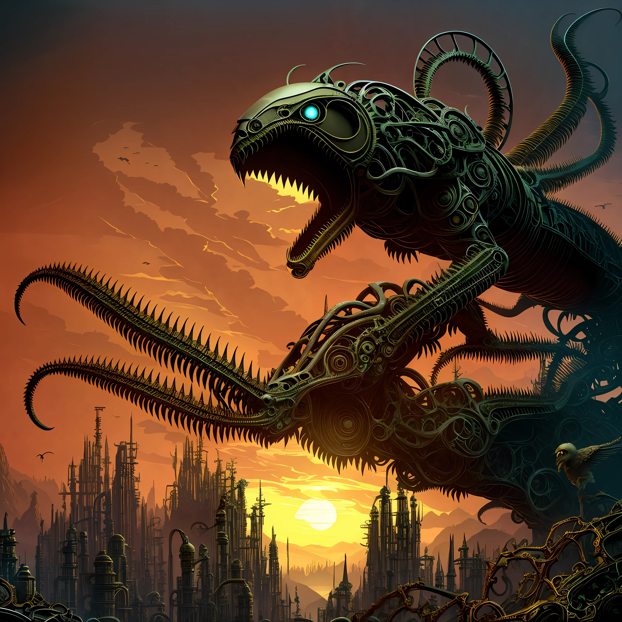 Biomorphic full body stunning evil biomechanical interface. Intrincated detailed, maximalist perfect illustration, digital painting art, scifi, futuristic, utopian, machine parts, body parts, wires, circuits, highly detailed, octane render, cinematic, look from above, hauntingly surreal, gothic, highly detailed and intricate, rich deep colors., sf, intricate artwork masterpiece, ominous, matte painting movie poster, golden ratio, trending on cgsociety, intricate, epic, trending on artstation