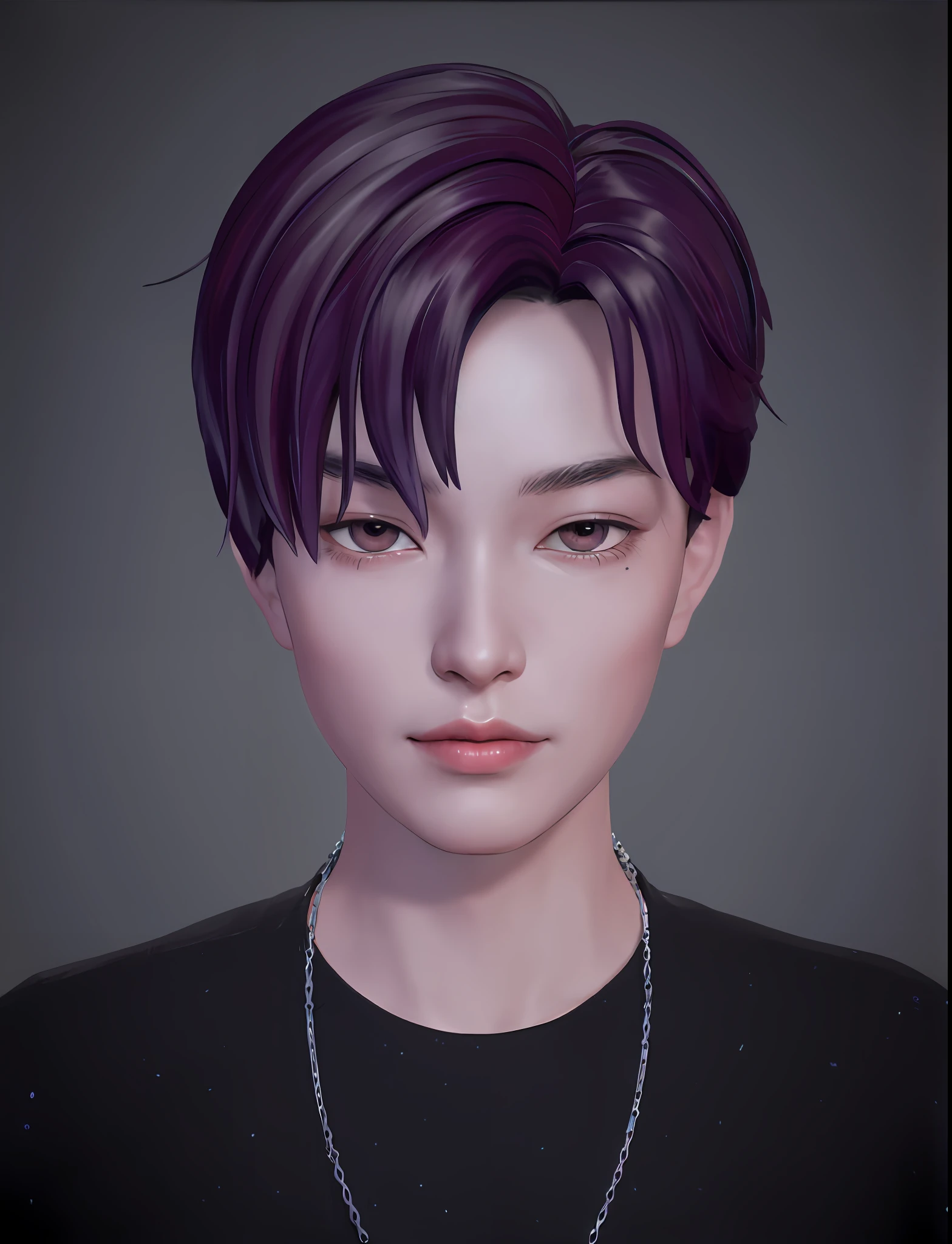 a close up of a person with a necklace on a gray background, with very highly detailed face, inspired by Sim Sa-jeong, inspired by jeonseok lee, detailed realistic face, single realistic face, realistic detailed face, realistic | detailed face, highly detailed realistic face, detailed and realistic face, realistic and detailed face, real detailed face, realism artstyle