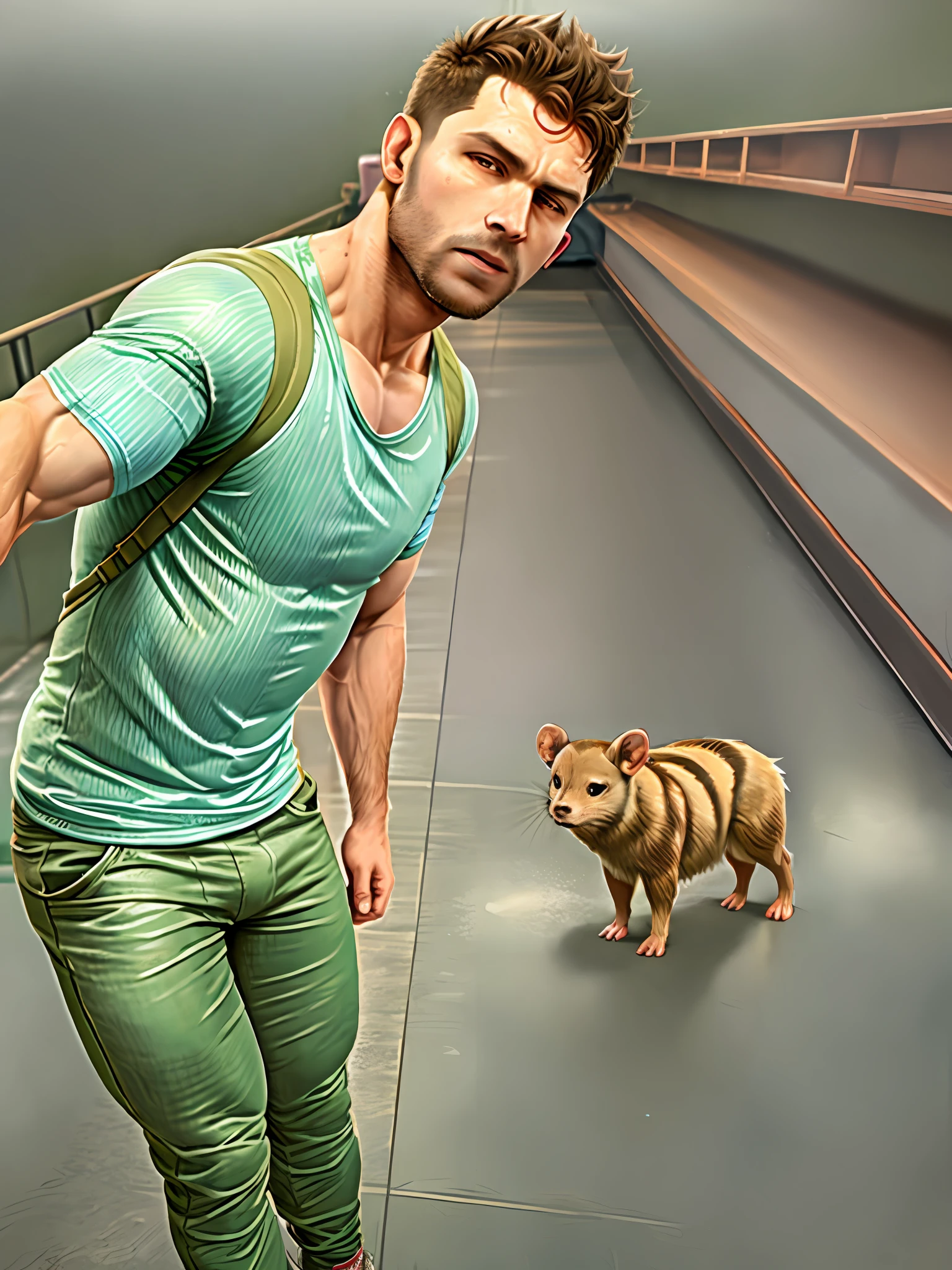 masterpiece, best quality, highres, realistic, chris redfield, body hair, blush, sweaty skin, muscle, pec cleavage, large pectorals, big butt, butt crack, small hips, nose blush, ear studs, large, wearing jockstrap, looking at viewer, annoyed look, photorealistic, skin detail, bara, glans, intricate depth of field lockerroom background, looking at viewer, sweaty shiny skin, michael downs, homoerotic, ratemycock, onlyfans