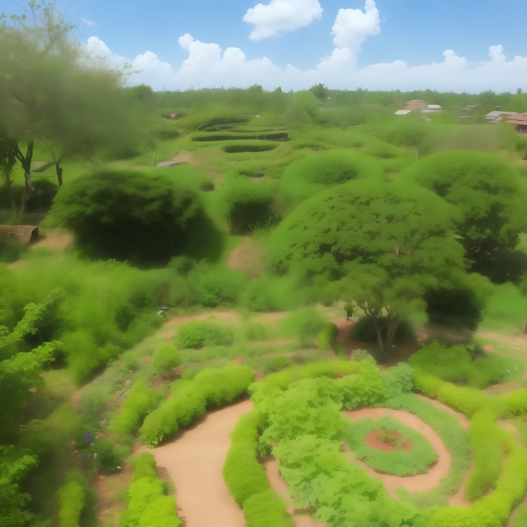 organic garden located in village which grow mango tree