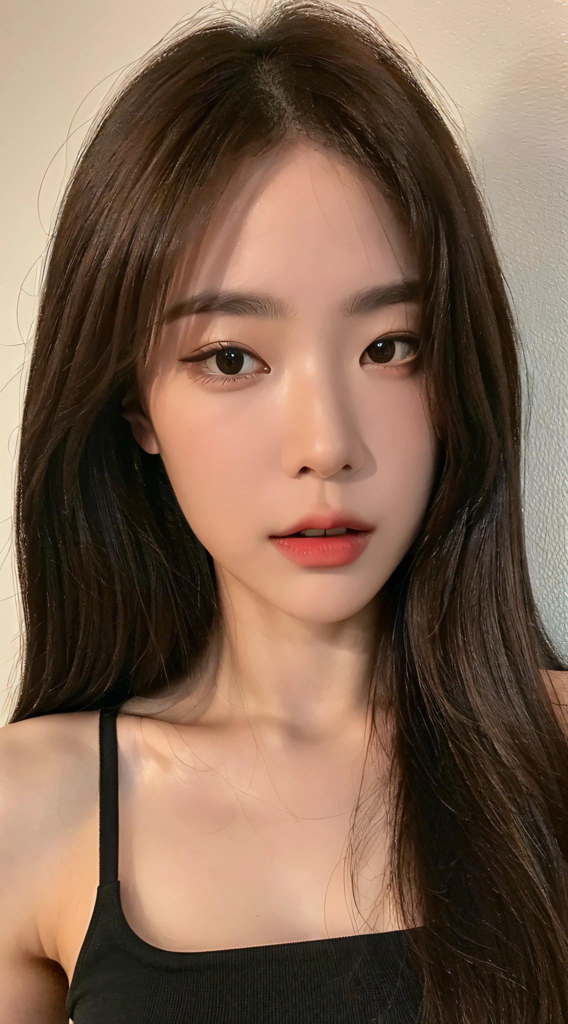 ((Top Quality, 8k, Masterpiece: 1.3)), Crisp Focus: 1.2, Beautiful Women with Perfect Style: 1.4, Slender Abs: 1.2, ((Dark Brown Hair, Big: 1.2)), Tank Top, Street: 1.2, Highly Detailed Face and Skin Texture, Detailed Eyes, Double Eyelids