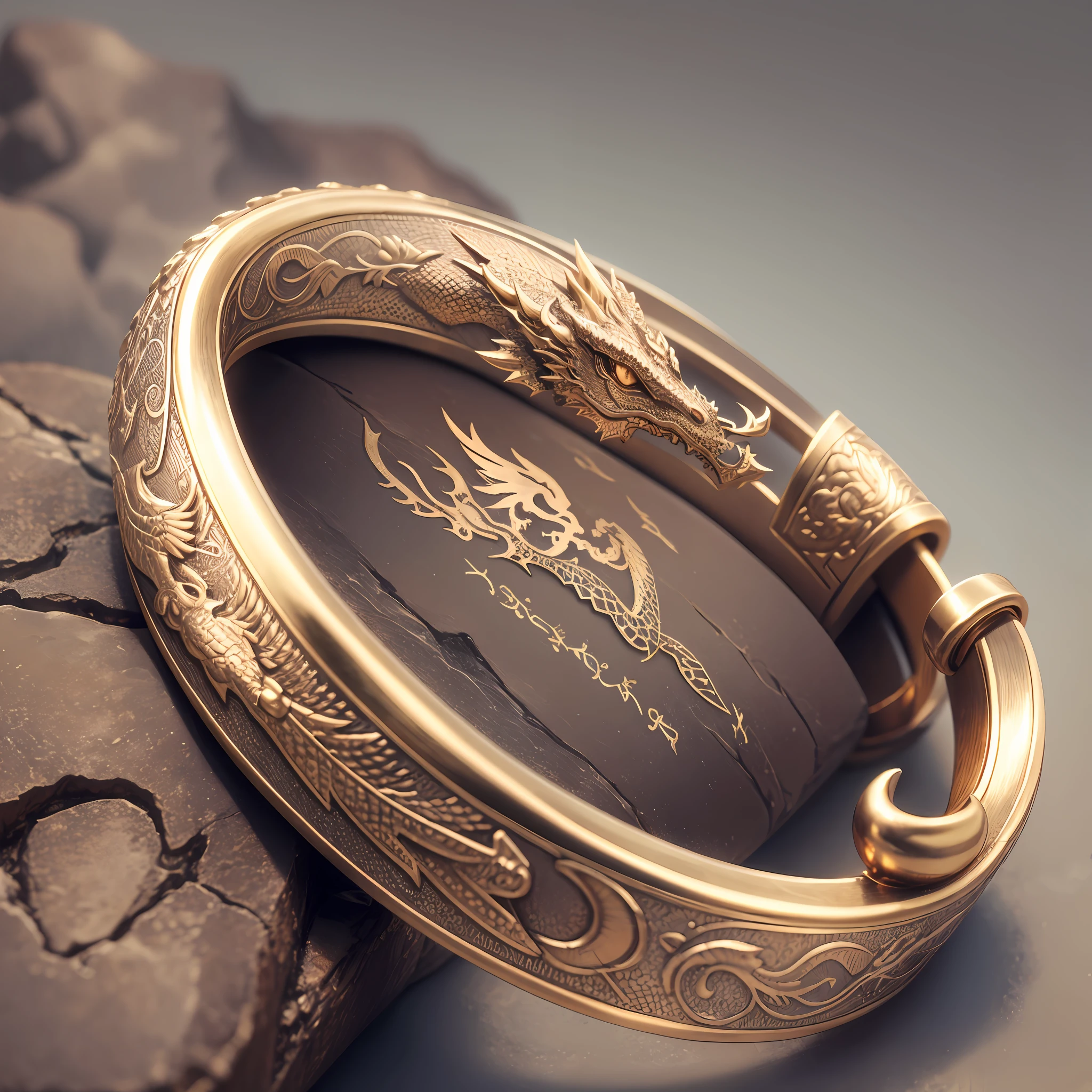 Bracelet, exquisite engraved dragon pattern, phoenix text, cloud pattern, realism, high definition --auto --s2