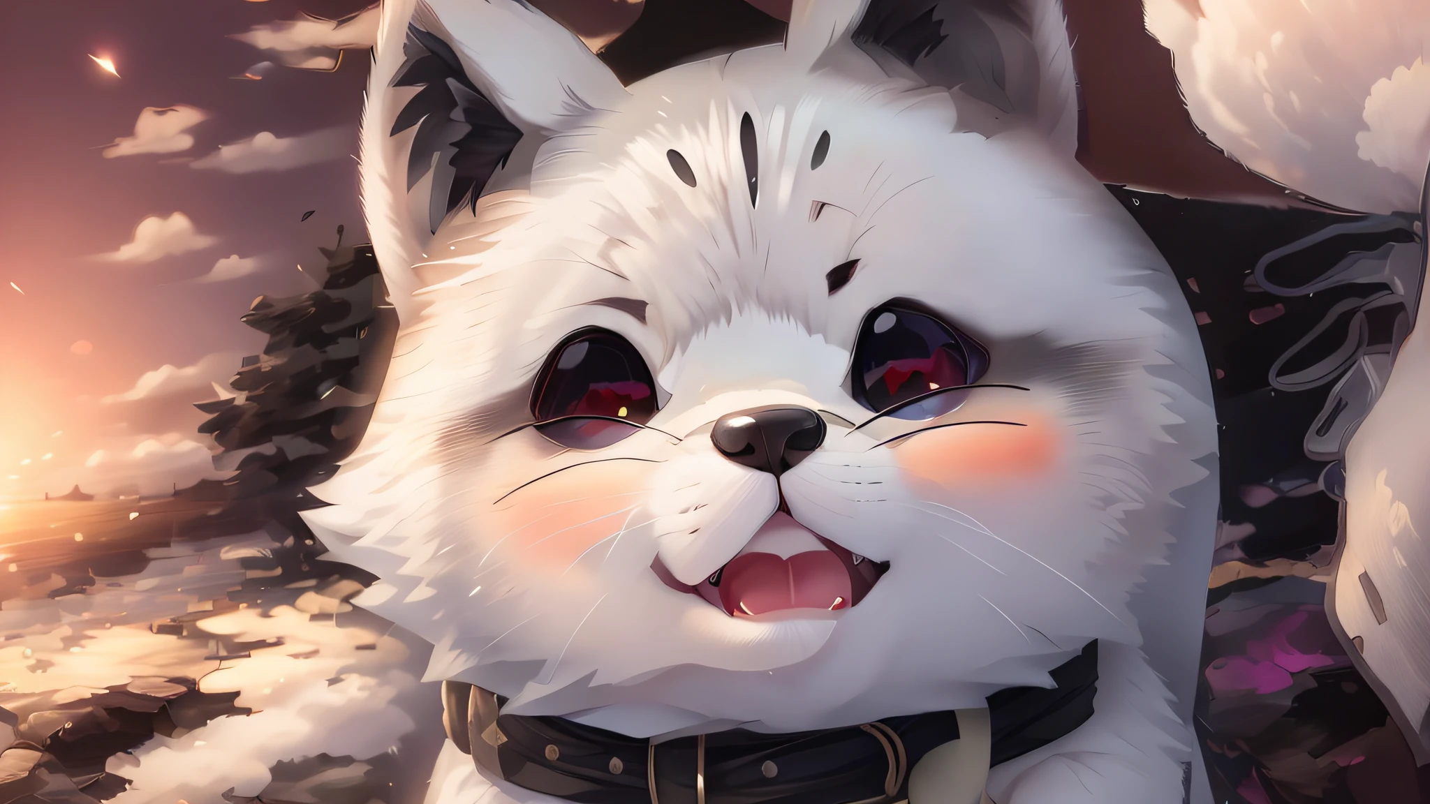 1 wolf, Cutemaomao, black color, black demon eyes