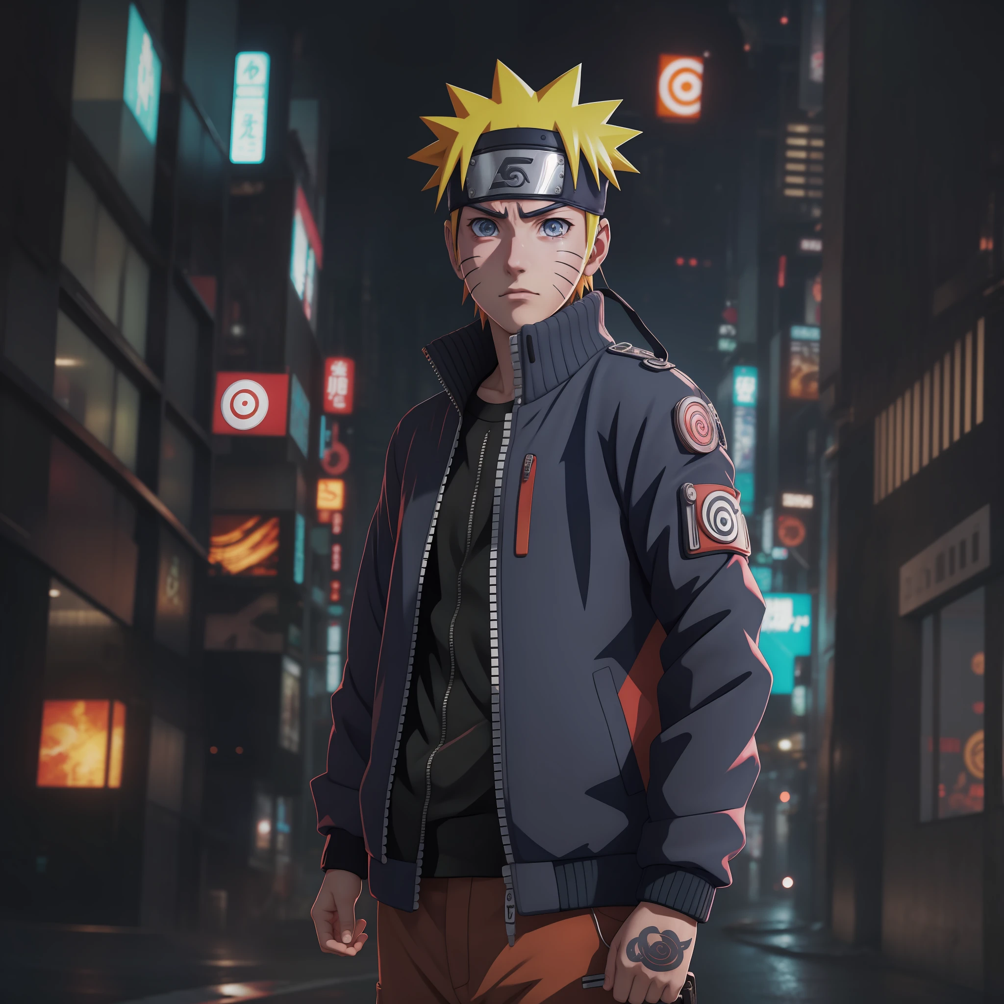 naruto, tumblr, jacket, visual street, anime boy, kawaii, photo, 8k, very detailed, cyberpunk