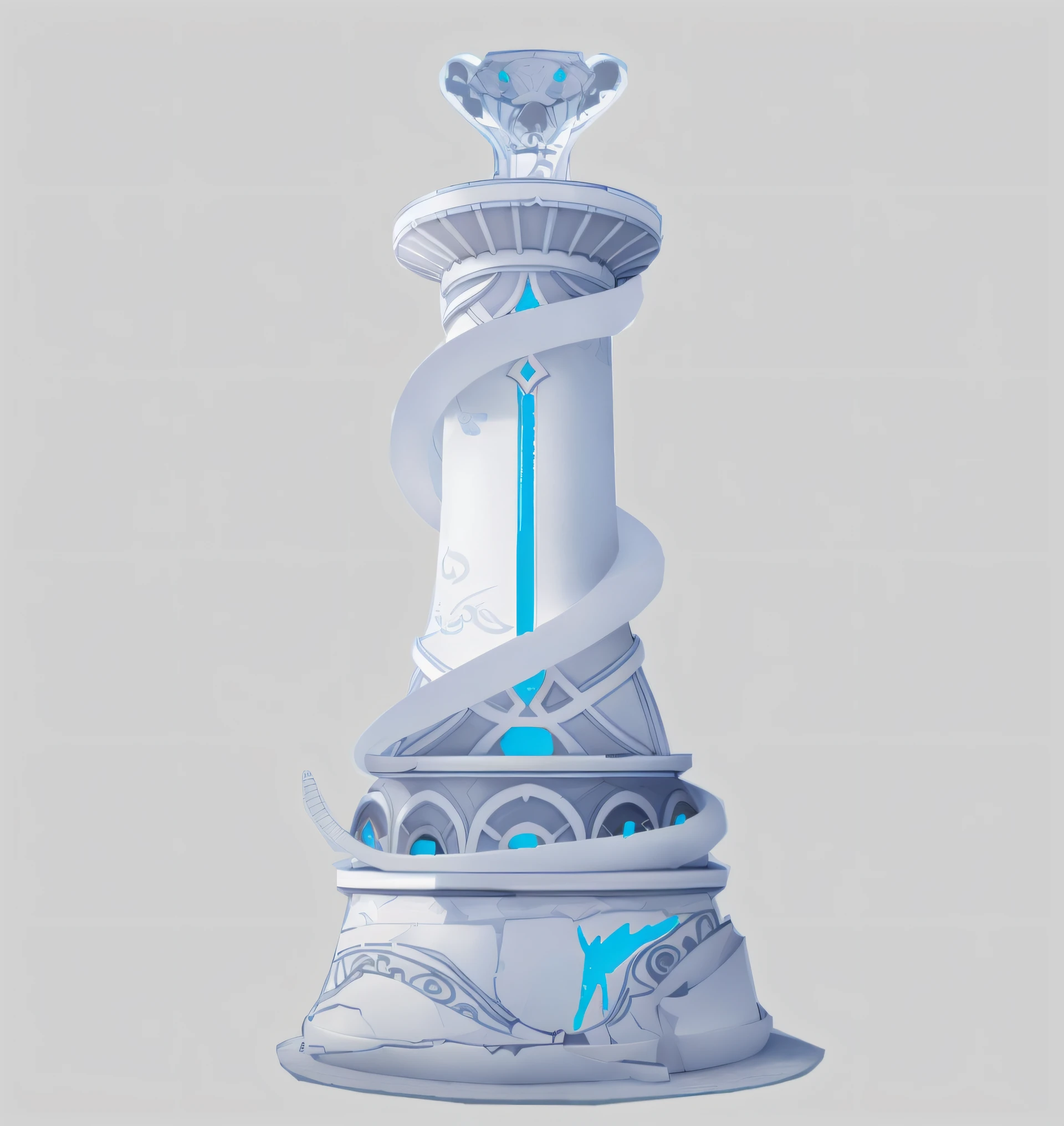 there is a white tower with a blue top and a white base, crystal column, ancient silver tower of the moon, 3 d render stylized, stylized concept art, glass obelisk of the void, the great marble wizards tower, futuristic tower, colossal tower, ❄️ corruption conceptart, concept art magical highlight, wizard tower, frozen ice statue