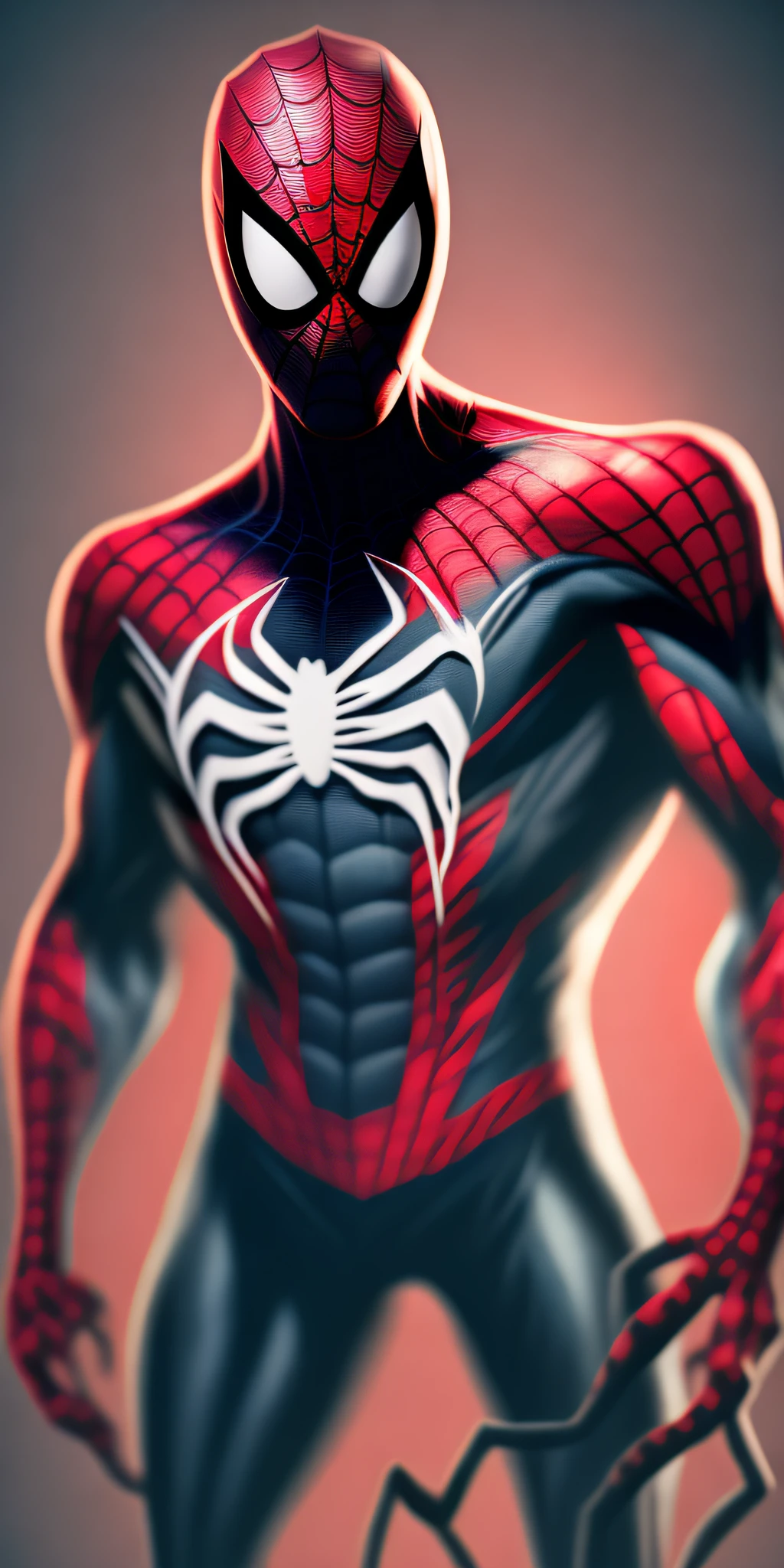 full body spider man with the venom suit, smiling!