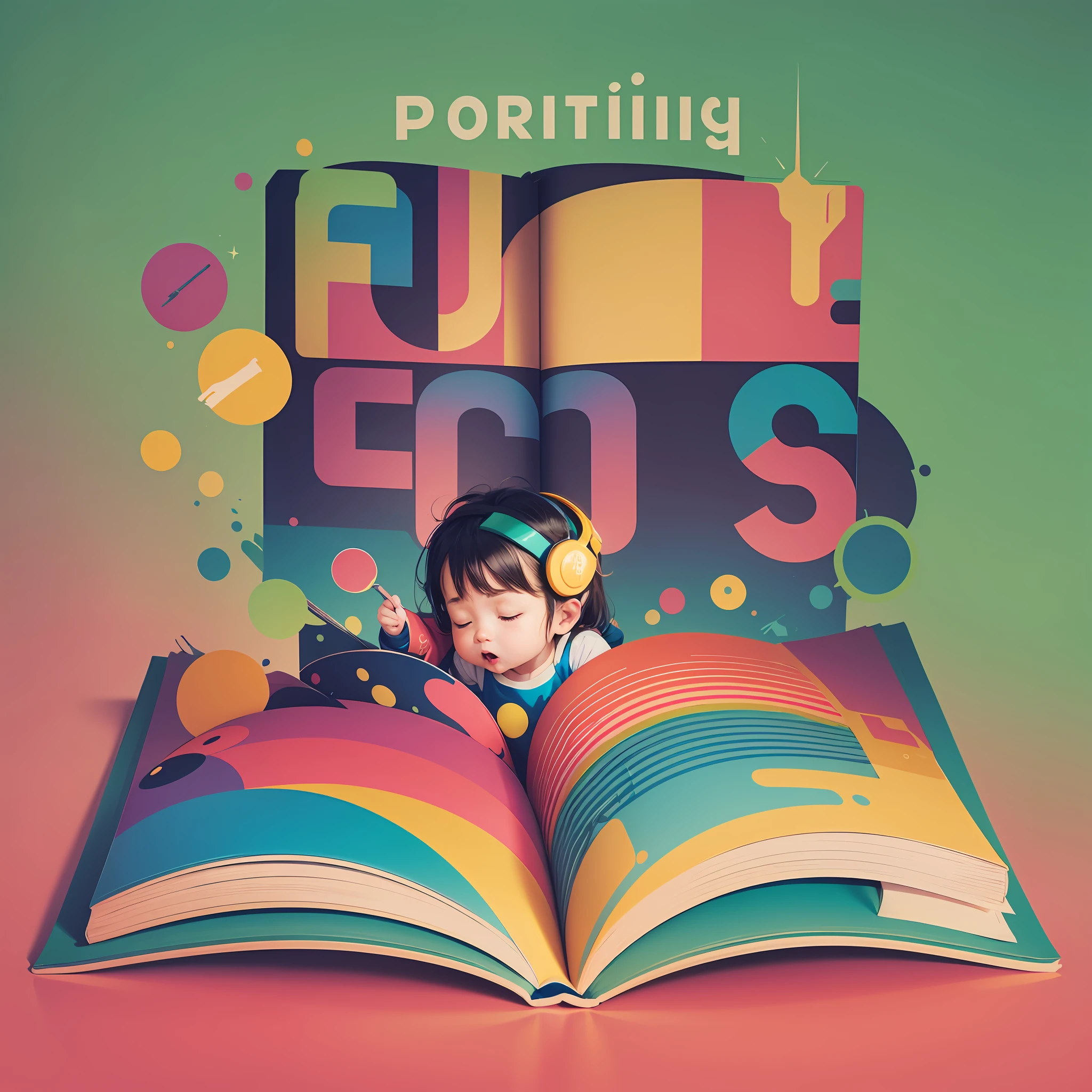 "A colorful book with "Parenting Fun Facts" written on it, and the pages are flipping open to reveal interesting icons or illustrations representing different parenting topics, such as breast milk, sleep training, babywearing, and more. " --auto