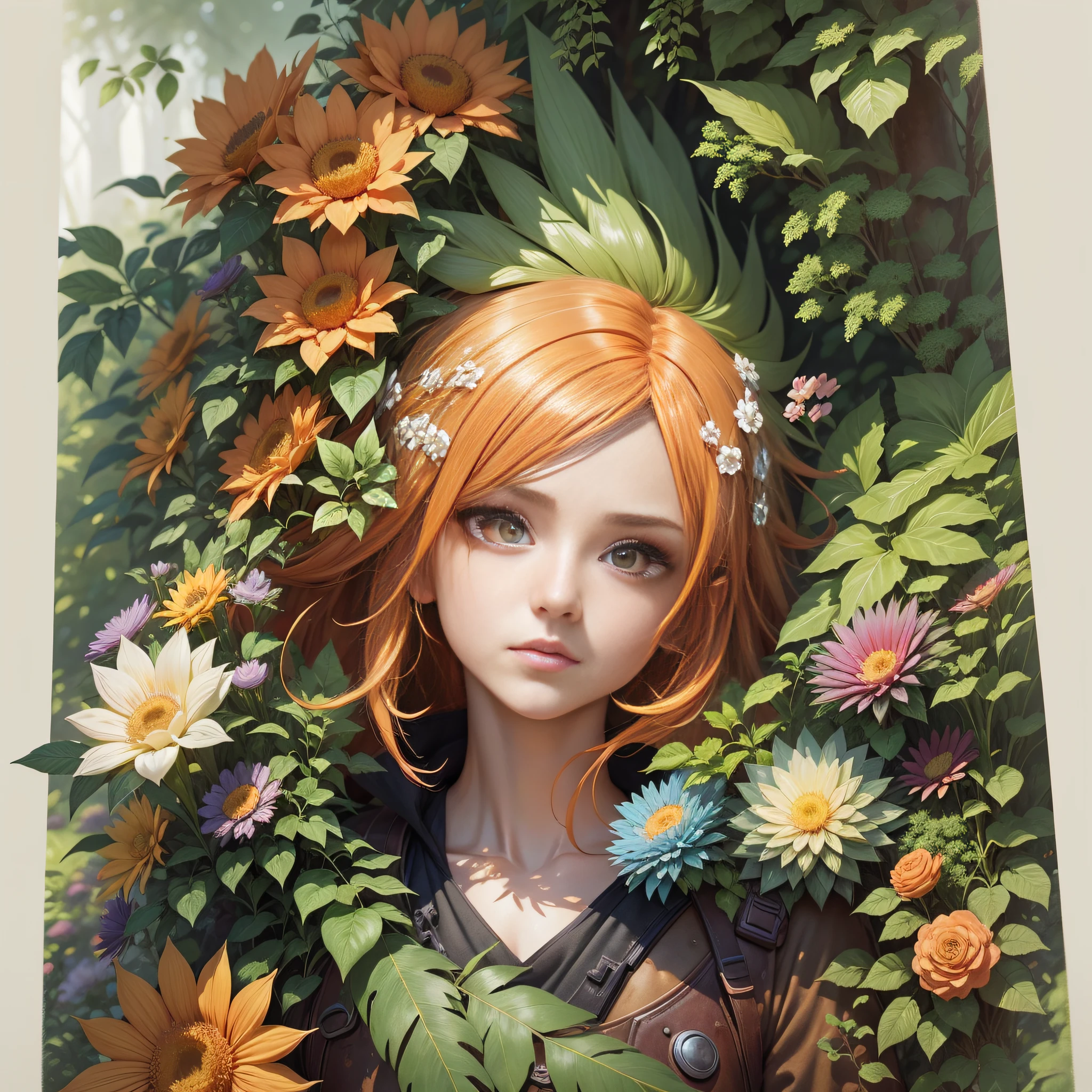 cute Naruto, dystopian, anime style, messy hair, orange hair, orange fur, amber eyes,, vivid color, magical rough rough shading, Surréalisme watercolor painting style, stylize 1000, line art watercolor wash, rugged, dirty, big eyes, reflective eyes, perfects eyes, Gritty Realism, dirt, dark, lwash, glowing eyes, god rays, forest, leaves, airy, sunlight, sunny day, anime style, intricate detailed, bright colors, fantasy, concept art, digital art, intricate, oil on canvas, masterpiece, expert, insanely detailed, 4k resolution, sunbeams, fairy tale illustration, fantasy, concept art, digital art, colorful, flowers, splash, Glittering, cute and adorable, filigree