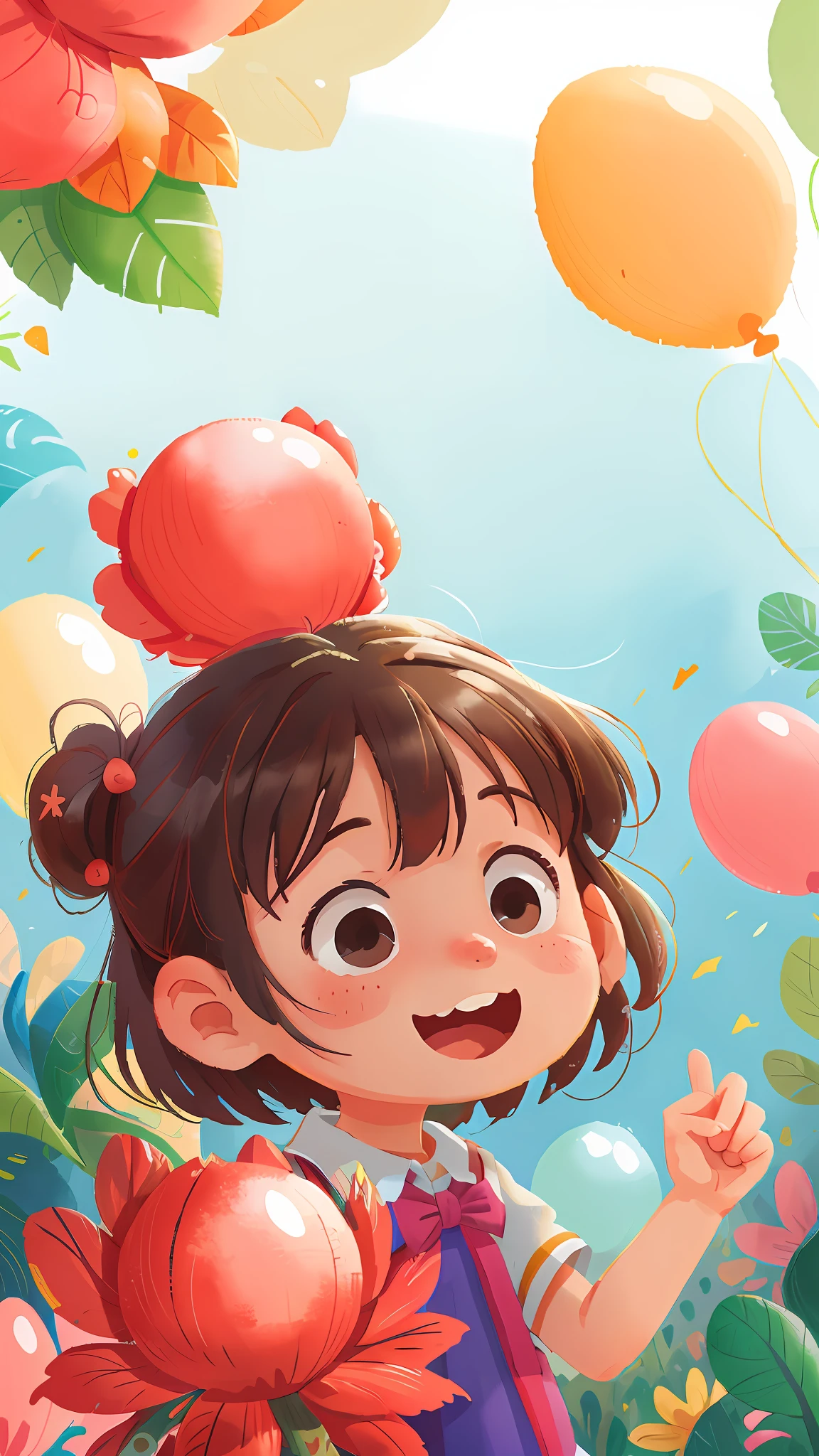 One for girls, , children's d balloons, happy, happy, perfect quality, clear focus (clutter - home: 0.8), (masterpiece: 1.2) (realistic: 1.2) (bokeh) (best quality) (detailed skin: 1.3) (intricate details) (8K) (detail eyes) (sharp focus), (happy)