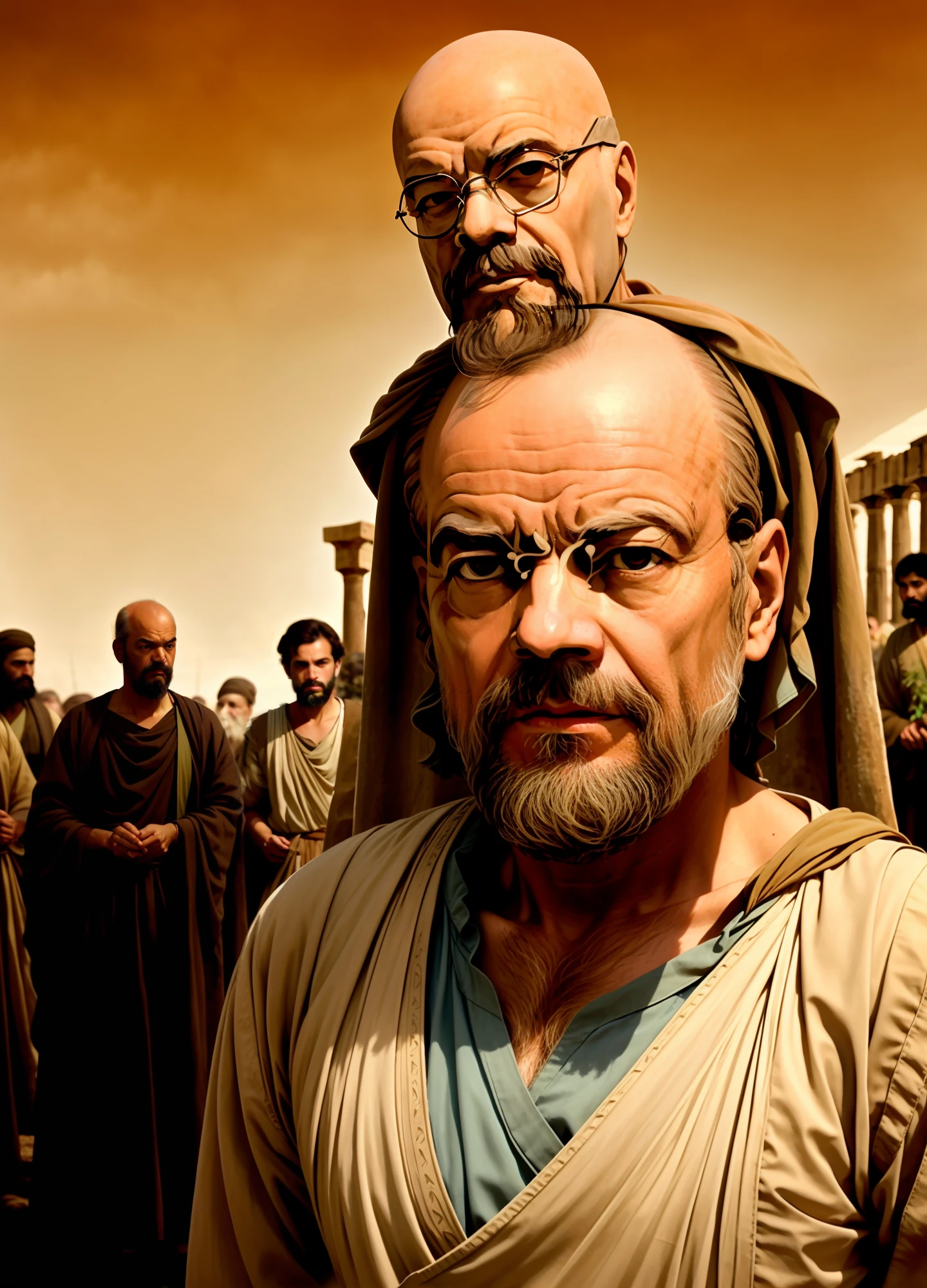 Socrates teaching soldiers of the Second World War and Greeks of ancient Greece