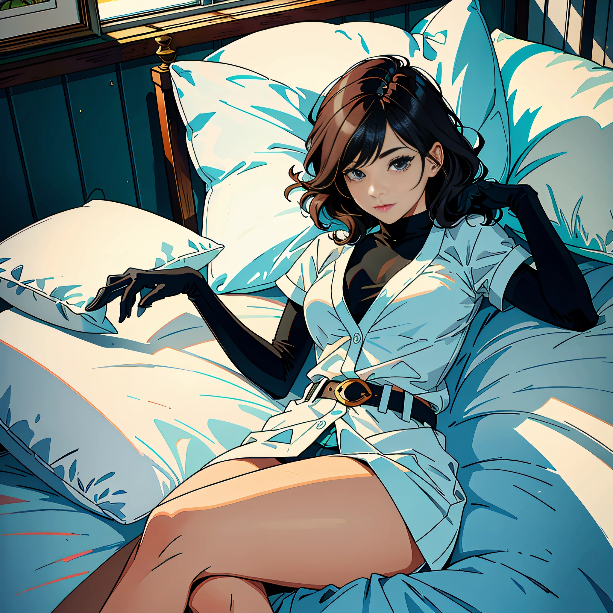 Best quality, finest drawings, 1 pillow on top, a glove
