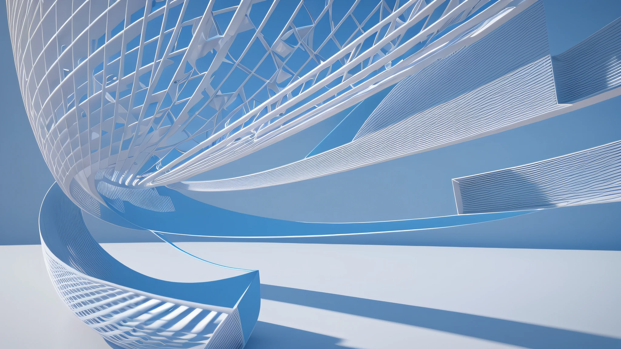 3D image of white object on blue background, soft 3D rendering, stylized layered shapes, smooth 3D illustration, smooth 3D illustration, overlay 3D abstract rendering, 3d rendered in octane, 3d rendered in octane, 3d minimalism, floating spheres and shapes, low saturation, Morandi color system, Microsoft style, rendering in octane 3d