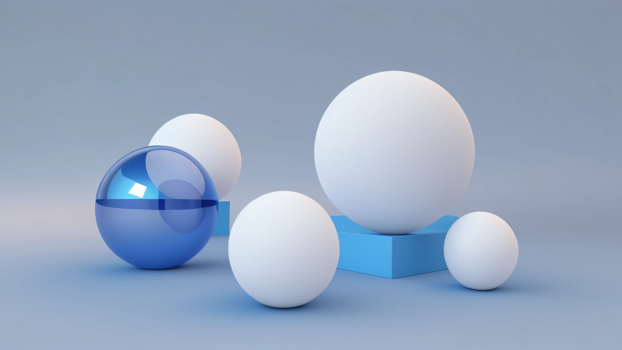 3D image of white object on blue background, soft 3D rendering, stylized layered shapes, smooth 3D illustration, smooth 3D illustration, overlay 3D abstract rendering, 3d rendered in octane, 3d rendered in octane, 3d minimalist, floating spheres and shapes, low saturation, Morandi color system, Microsoft style, rendering in octane 3d, F4 wide angle lens, Canon camera