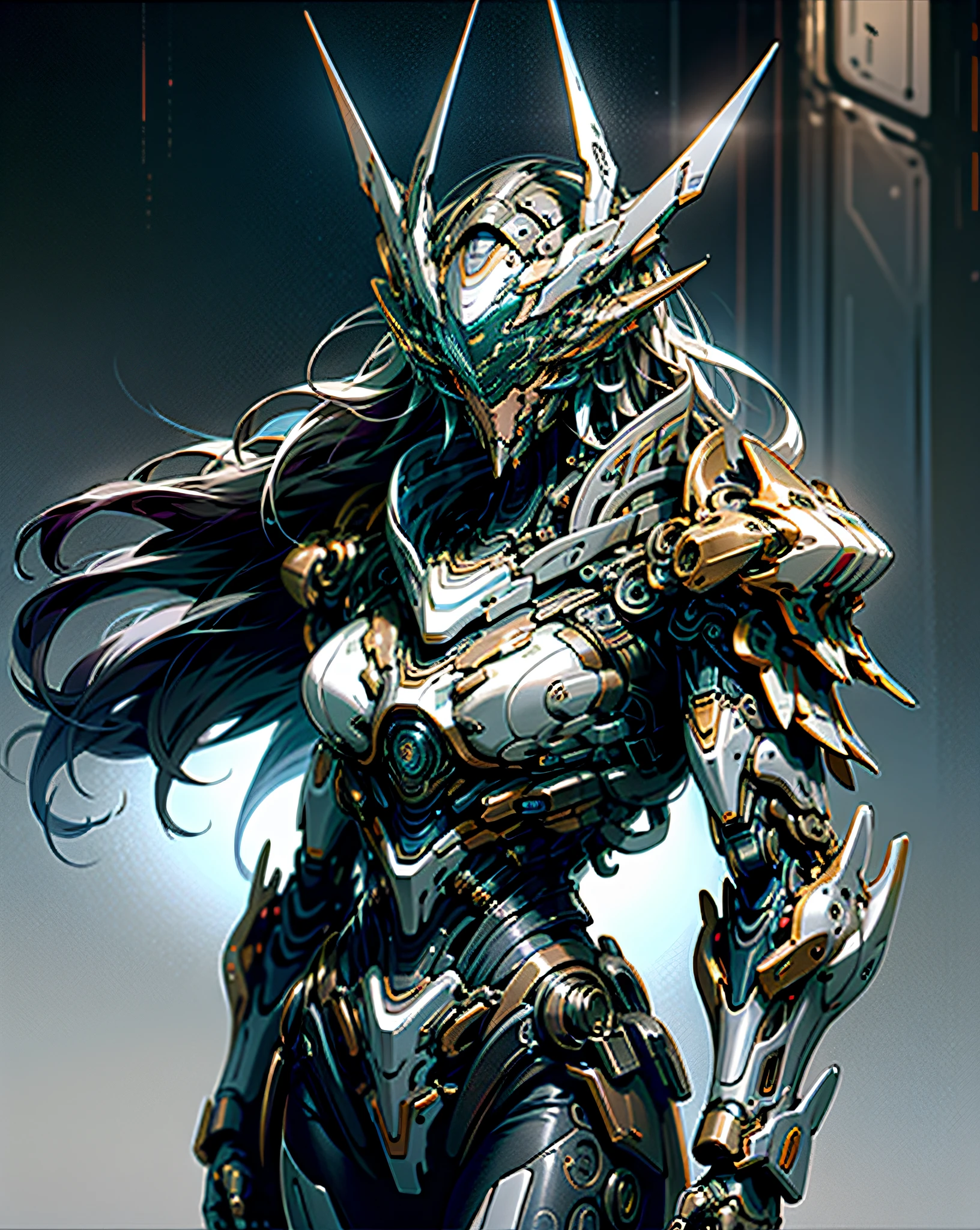 masterpiece, best quality, high quality, (futuristic:1.1), (cyberpunk clothes), cinematic lighting, (exquisite future), beautiful and aesthetic, ultra detailed, great composition, floating, depth of view, (extremely detailed CG, unity 8k wallpaper), (beautifully detailed background), beautiful hair details, dramatic lighting, GOGETTA, mecha,